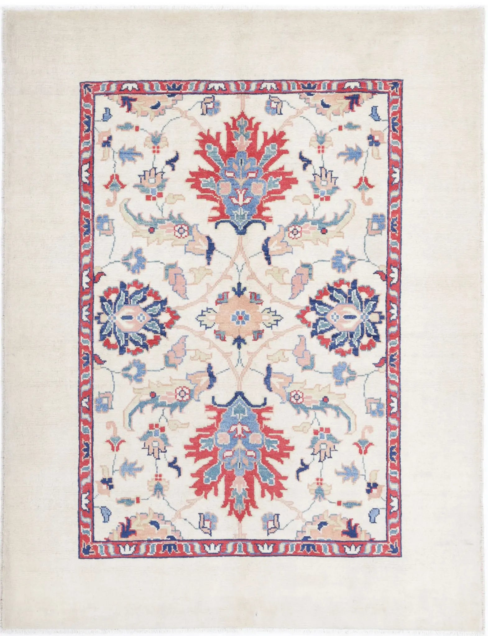 Hand Knotted Ziegler Farhan Gul Wool Rug - 5'1'' x 6'9''