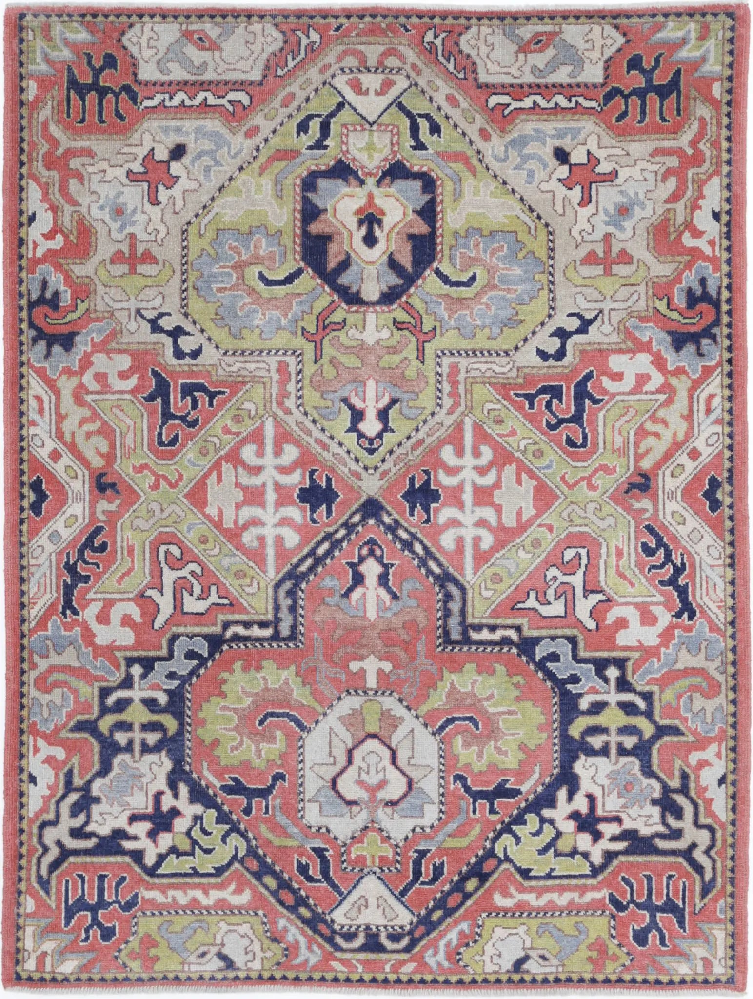 Hand Knotted Ziegler Farhan Gul Wool Rug - 5'2'' x 6'11''