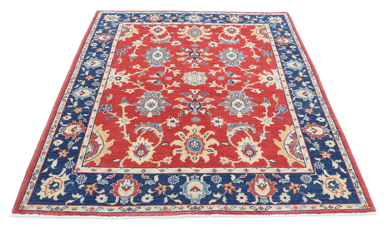 Hand Knotted Ziegler Farhan Gul Wool Rug - 5'2'' x 6'6''