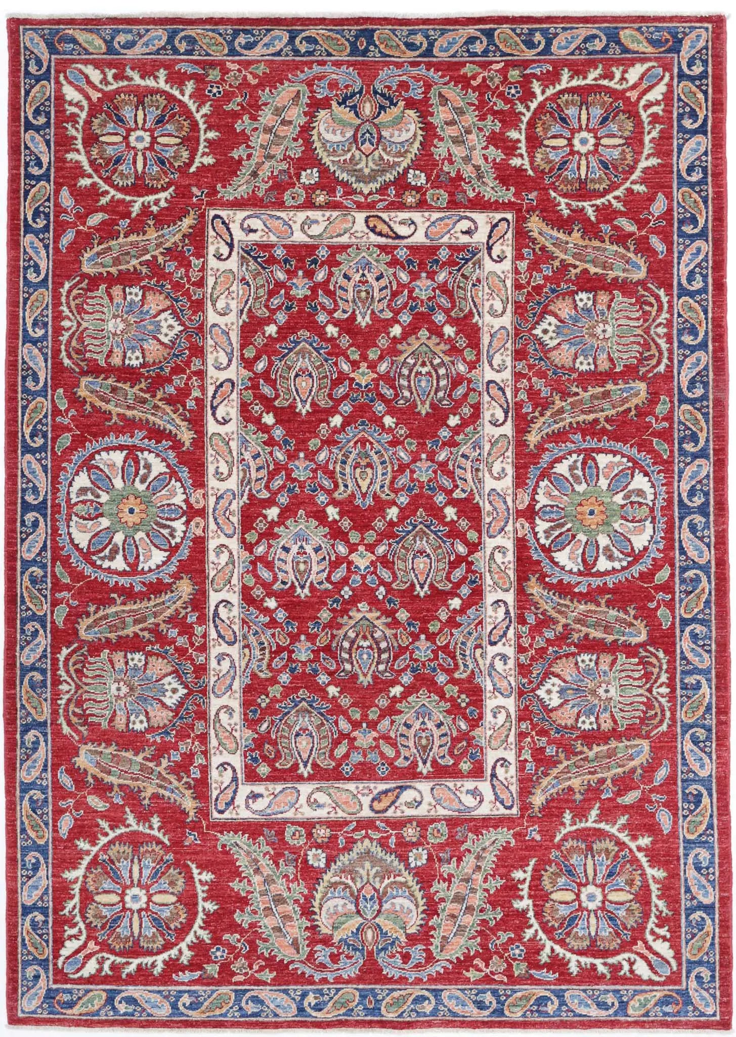 Hand Knotted Ziegler Suzani Wool Rug - 5'8'' x 8'0''