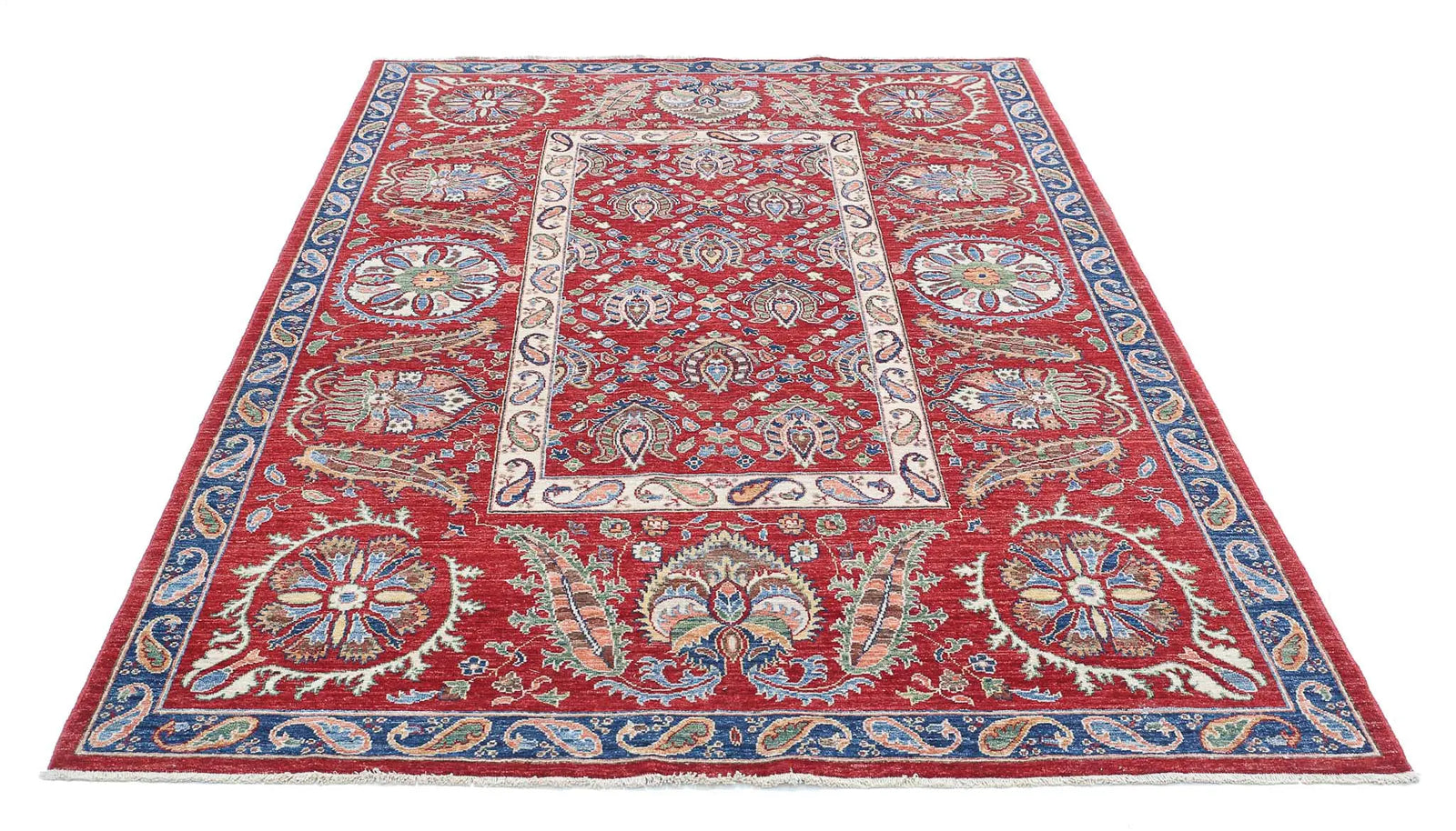 Hand Knotted Ziegler Suzani Wool Rug - 5'8'' x 8'0''