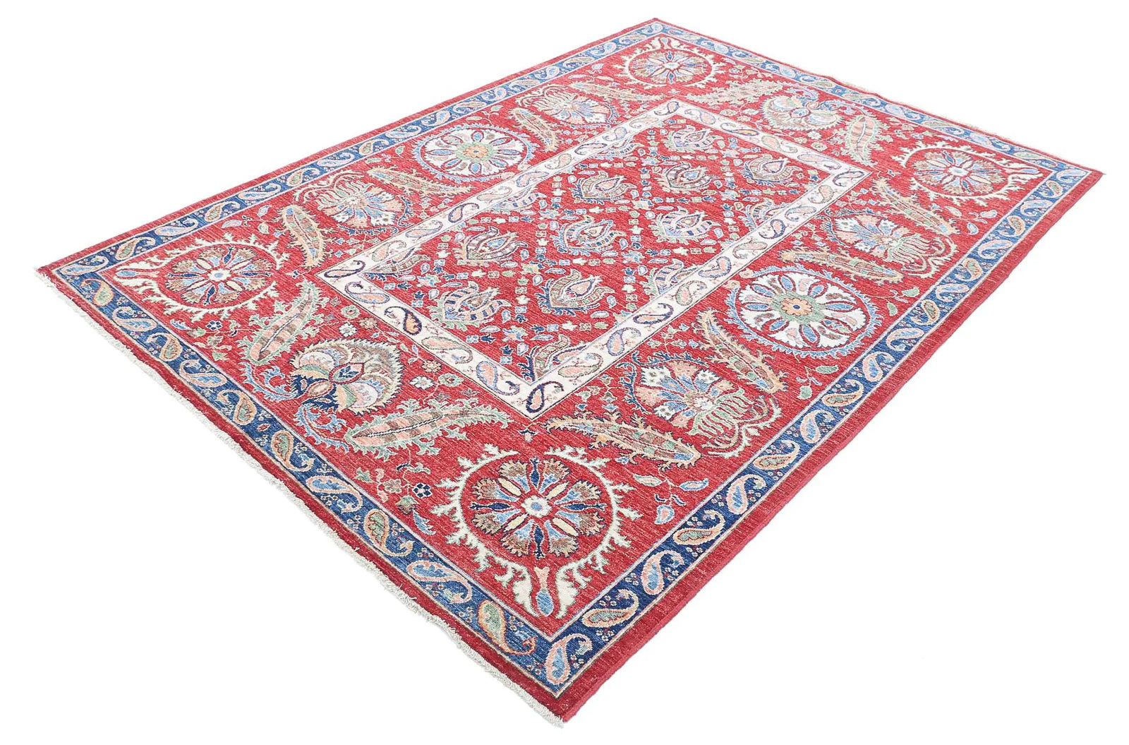 Hand Knotted Ziegler Suzani Wool Rug - 5'8'' x 8'0''
