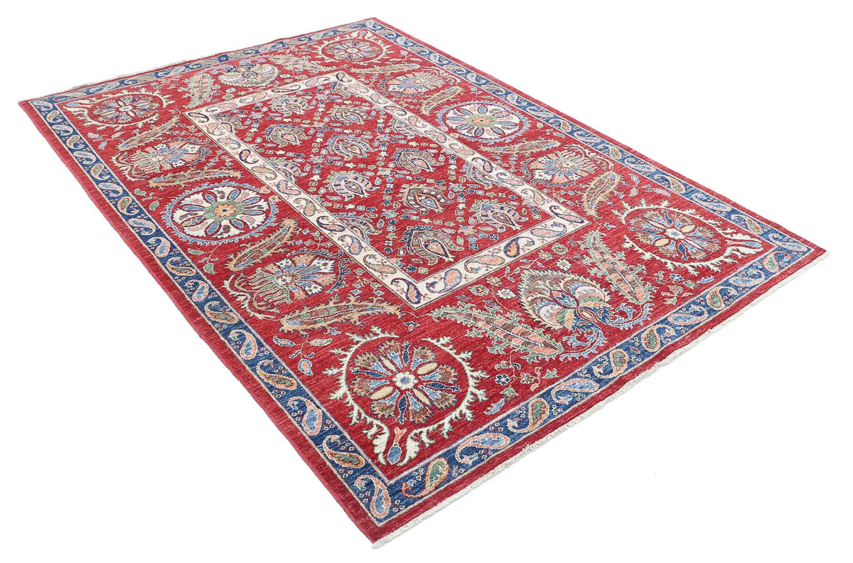 Hand Knotted Ziegler Suzani Wool Rug - 5'8'' x 8'0''