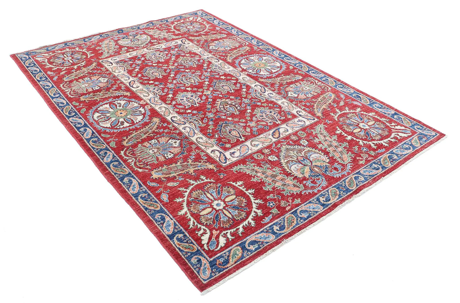 Hand Knotted Ziegler Suzani Wool Rug - 5'8'' x 8'0''