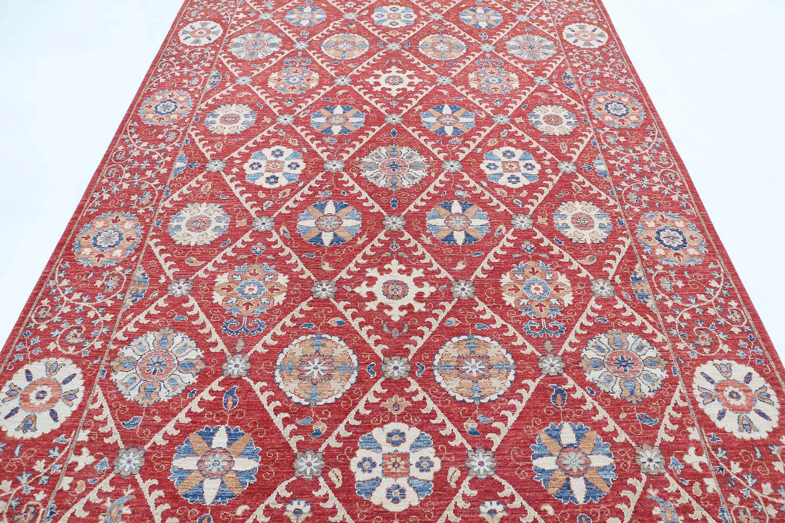 Hand Knotted Ziegler Suzani Wool Rug - 6'4'' x 10'2''