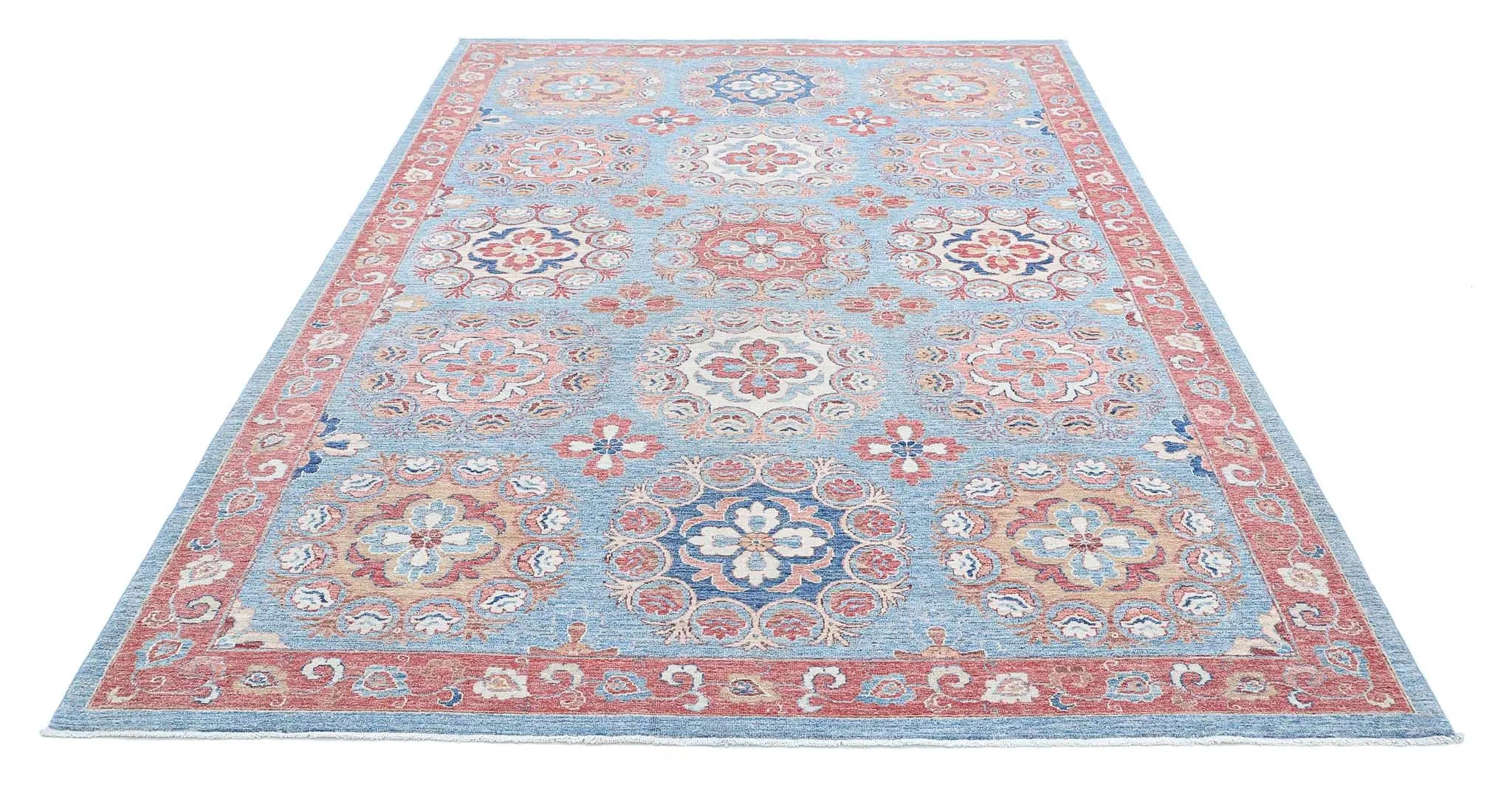 Alfombra de lana Ziegler Suzani anudada a mano - 6'5'' x 9'6''
