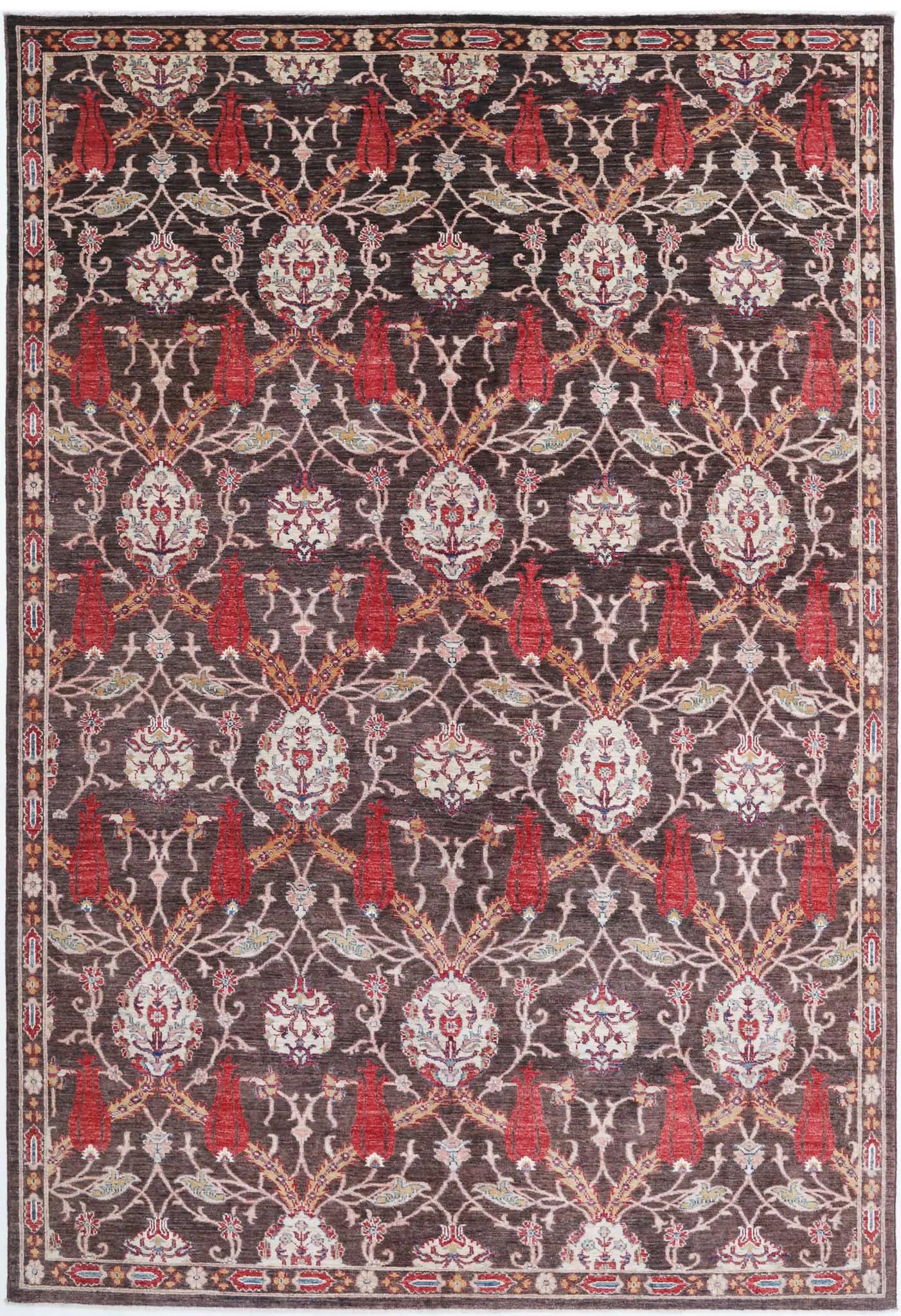 Hand Knotted Ziegler Suzani Wool Rug - 6'6'' x 9'9''