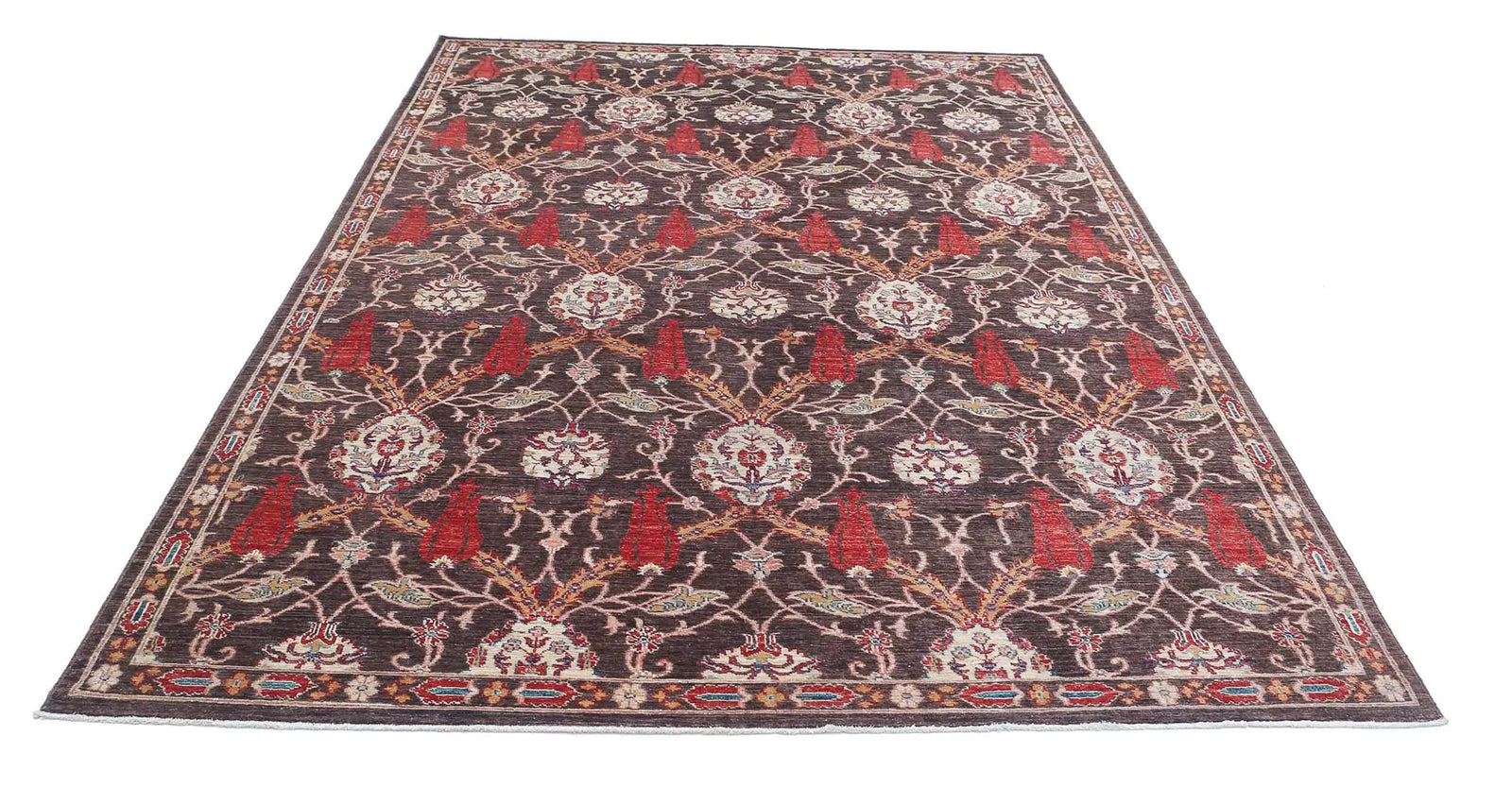 Hand Knotted Ziegler Suzani Wool Rug - 6'6'' x 9'9''