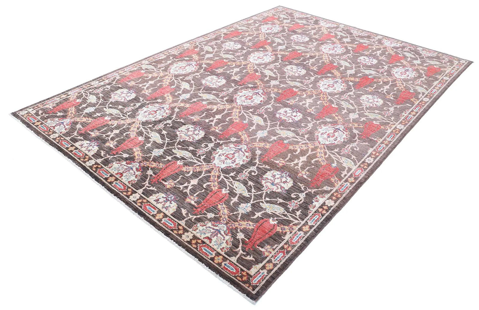 Hand Knotted Ziegler Suzani Wool Rug - 6'6'' x 9'9''