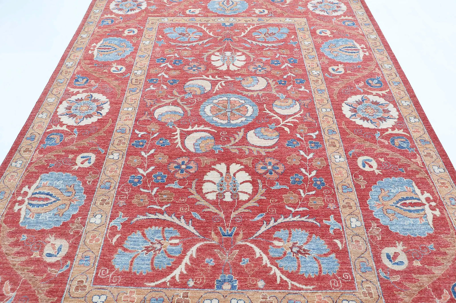 Hand Knotted Ziegler Suzani Wool Rug - 6'7'' x 9'10''