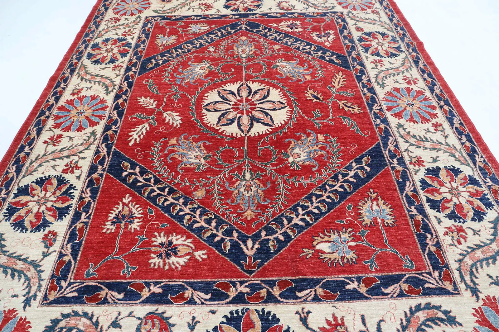 Hand Knotted Ziegler Suzani Wool Rug - 7'6'' x 10'0''