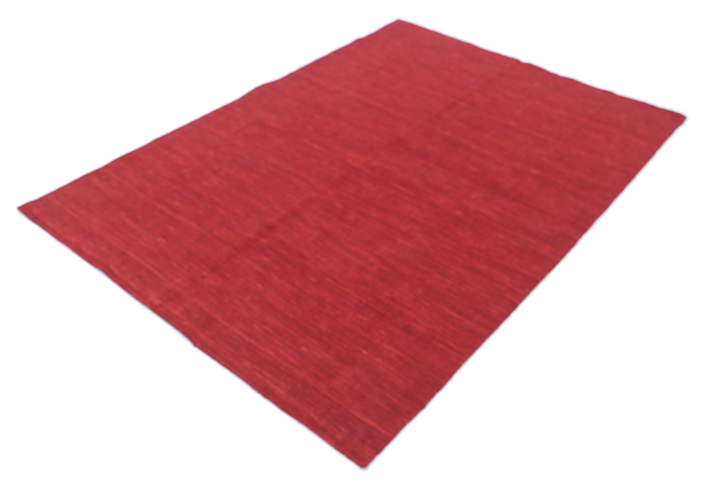 Alfombra moderna de lana maciza hecha a mano - 4'7'' x 6'3''