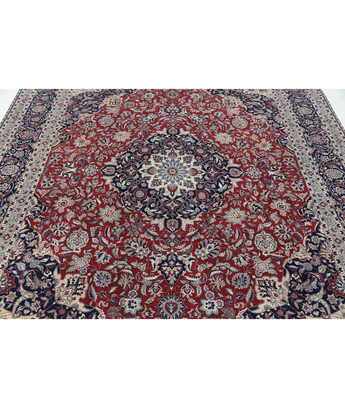 Hand Knotted Heritage Fine Persian Style Wool Rug - 8'1'' x 9'11'' 8'1'' x 9'11'' (243 X 298) / Red / Blue