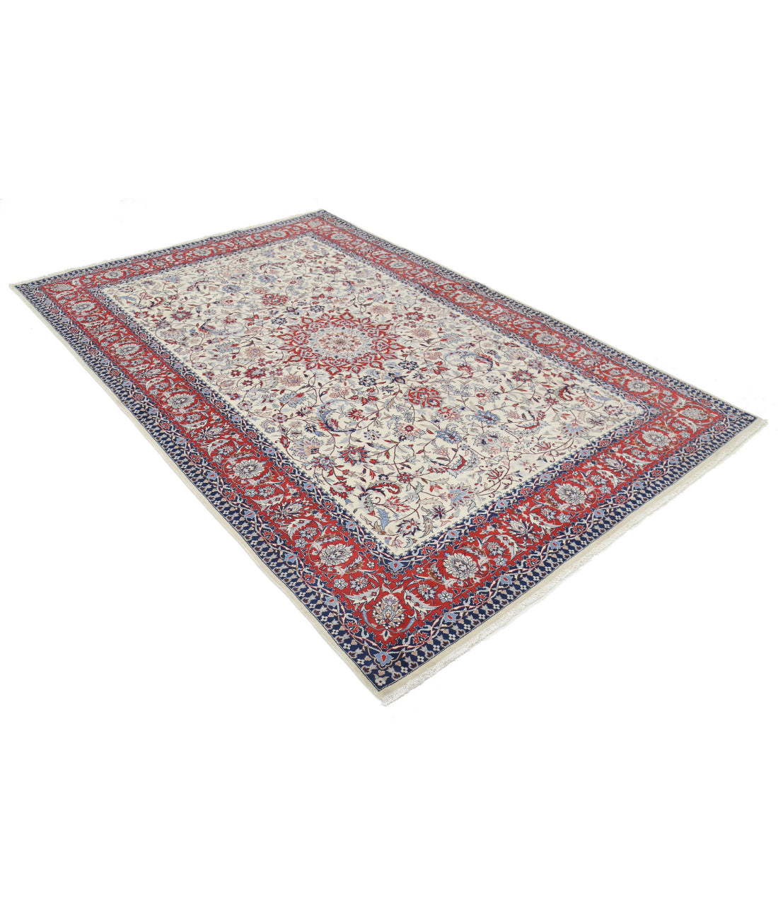 Hand Knotted Heritage Fine Persian Style Wool Rug - 6'0'' x 9'1'' 6'0'' x 9'1'' (180 X 273) / Ivory / Red