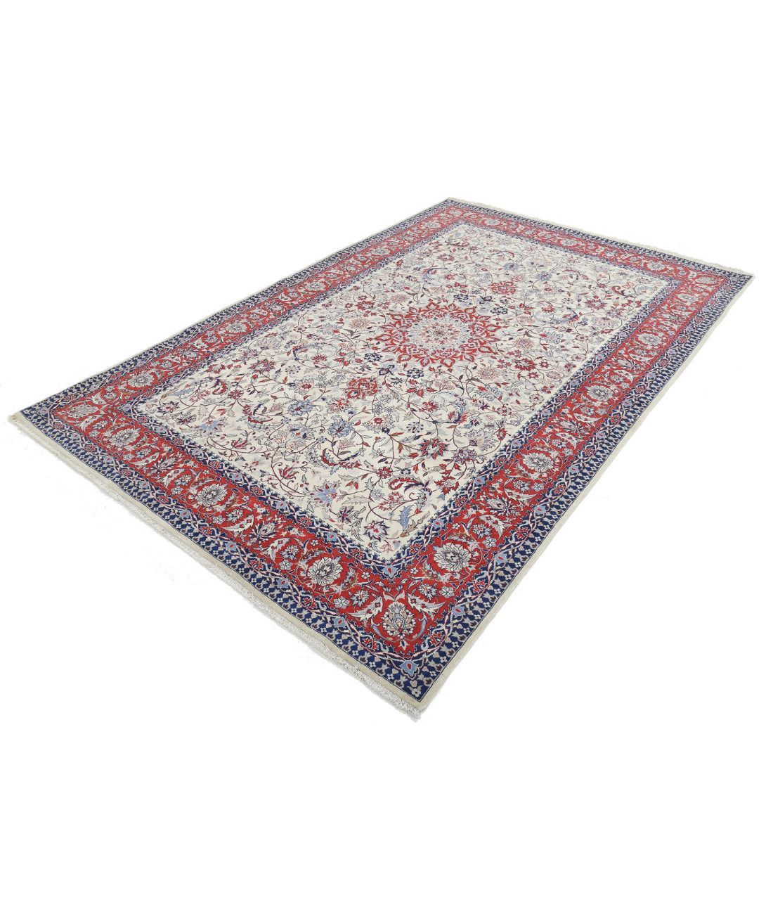 Hand Knotted Heritage Fine Persian Style Wool Rug - 6'0'' x 9'1'' 6'0'' x 9'1'' (180 X 273) / Ivory / Red