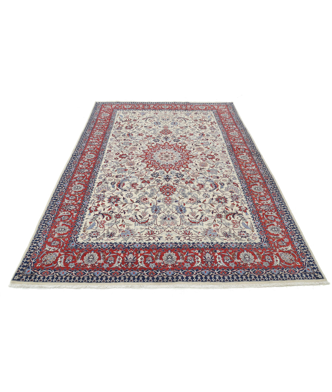 Hand Knotted Heritage Fine Persian Style Wool Rug - 6'0'' x 9'1'' 6'0'' x 9'1'' (180 X 273) / Ivory / Red