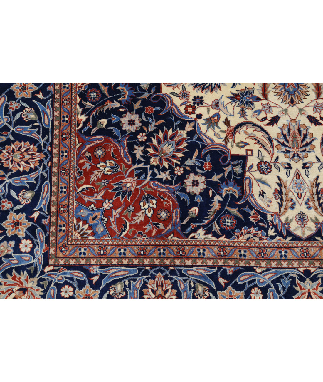Hand Knotted Heritage Fine Persian Style Wool Rug - 6'0'' x 8'11'' 6'0'' x 8'11'' (180 X 268) / Ivory / Blue