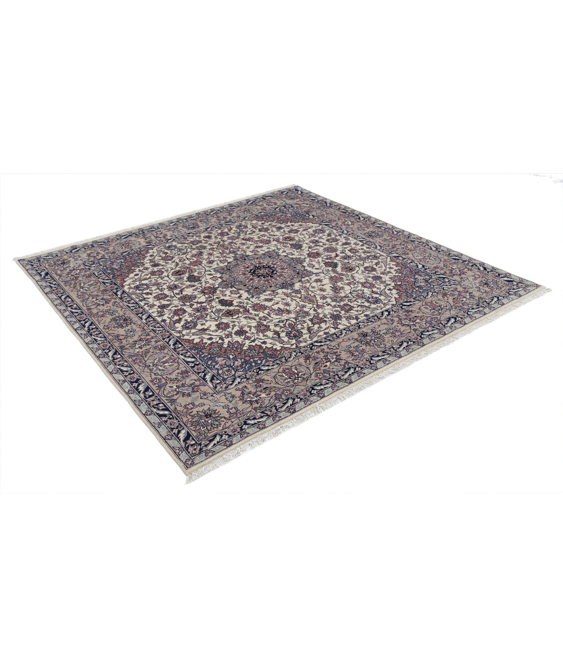 Hand Knotted Heritage Fine Persian Style Wool Rug - 5'9'' x 6'8'' 5'9'' x 6'8'' (173 X 200) / Ivory / Taupe