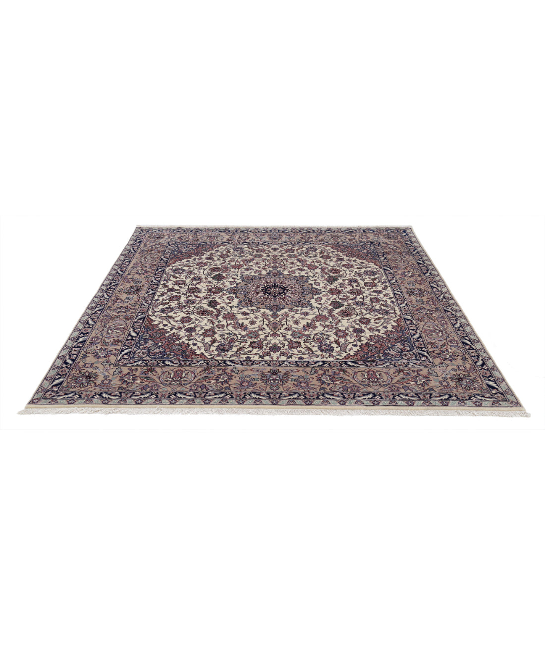 Hand Knotted Heritage Fine Persian Style Wool Rug - 5'9'' x 6'8'' 5'9'' x 6'8'' (173 X 200) / Ivory / Taupe