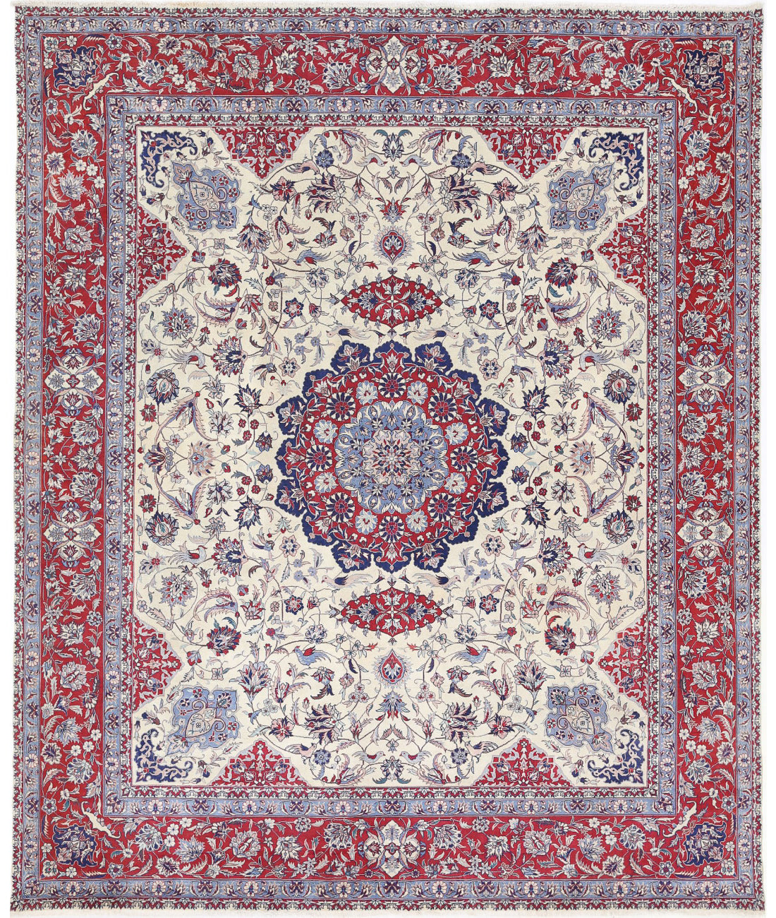 Hand Knotted Heritage Fine Persian Style Wool Rug - 8&#39;4&#39;&#39; x 9&#39;11&#39;&#39; 8&#39;4&#39;&#39; x 9&#39;11&#39;&#39; (250 X 298) / Ivory / Red