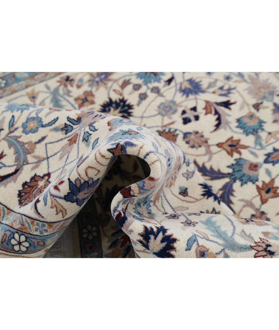 Hand Knotted Heritage Fine Persian Style Wool Rug - 5'0'' x 8'0'' 5'0'' x 8'0'' (150 X 240) / Ivory / Blue