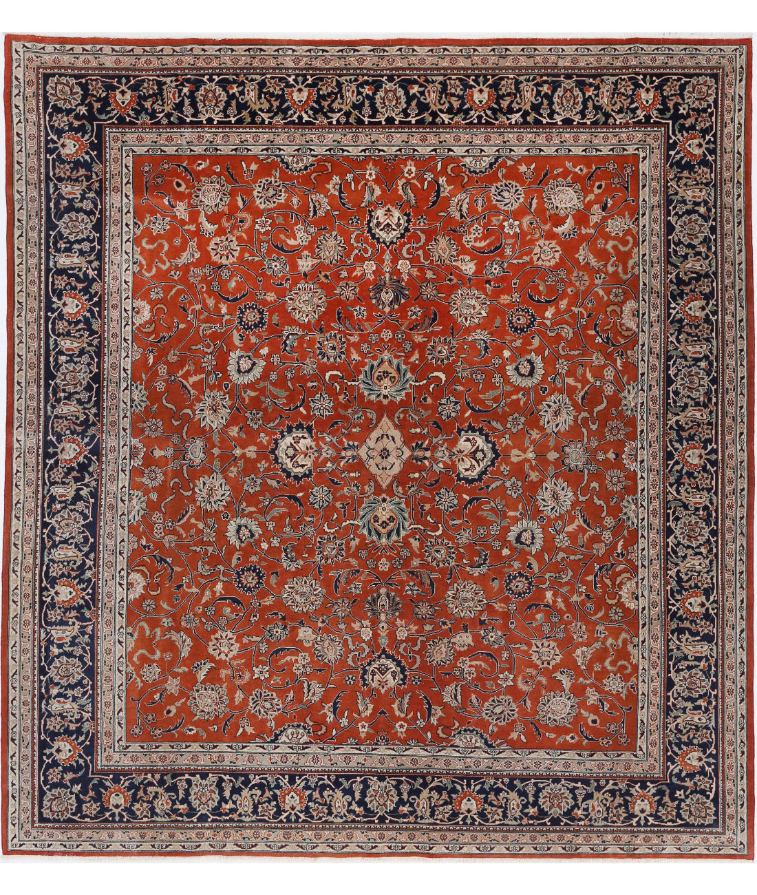 Hand Knotted Heritage Fine Persian Style Wool Rug - 8'5'' x 9'3'' 8'5'' x 9'3'' (253 X 278) / Red / Blue