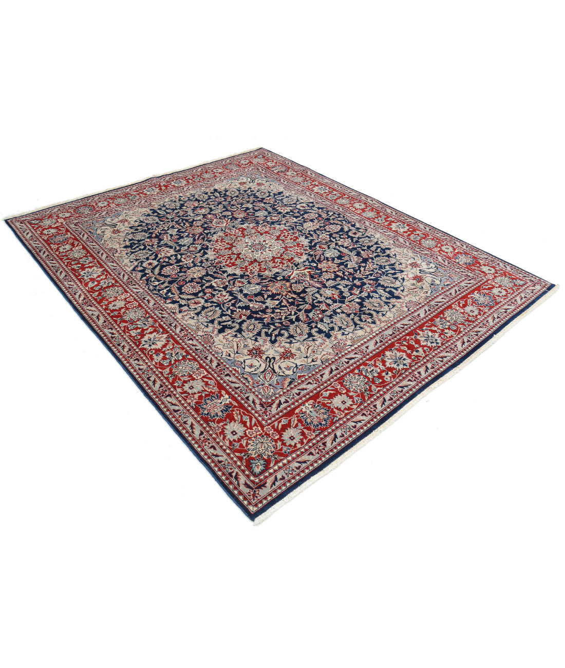 Hand Knotted Heritage Fine Persian Style Wool Rug - 6'6'' x 8'0'' 6'6'' x 8'0'' (195 X 240) / Blue / Red