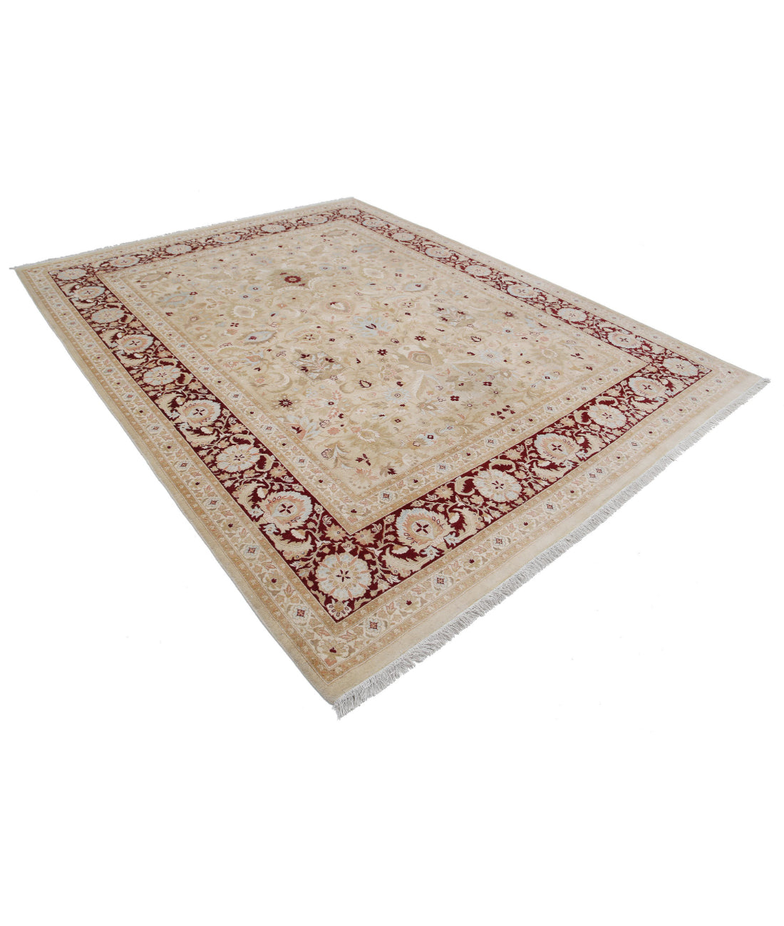 Hand Knotted Heritage Fine Persian Style Wool Rug - 8'1'' x 10'5'' 8'1'' x 10'5'' (243 X 313) / Beige / Burgundy