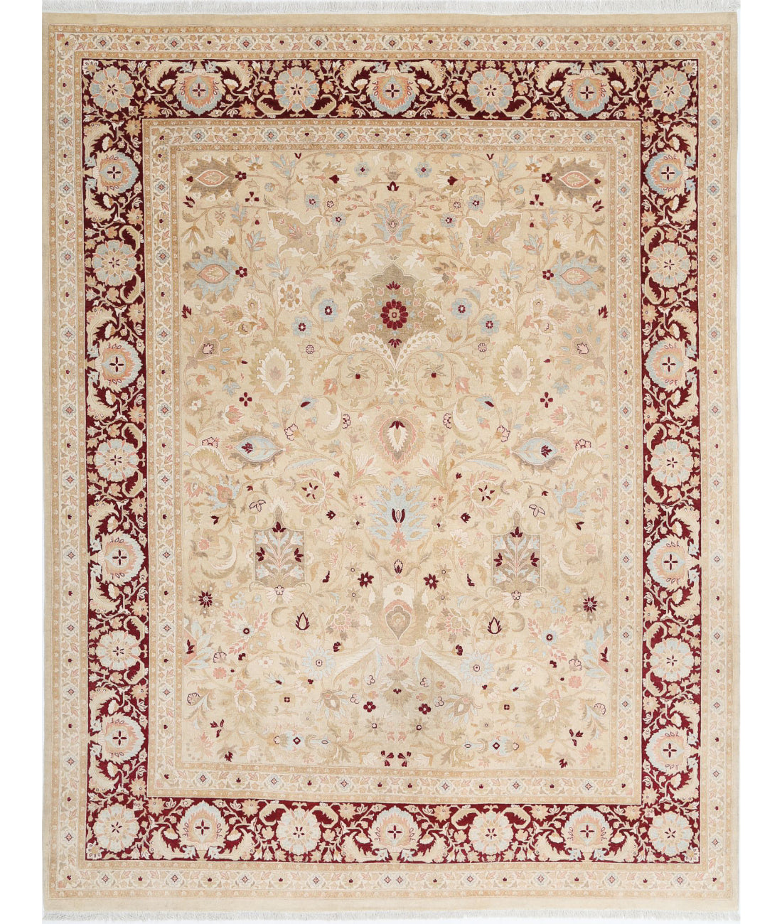 Hand Knotted Heritage Fine Persian Style Wool Rug - 8'1'' x 10'5'' 8'1'' x 10'5'' (243 X 313) / Beige / Burgundy