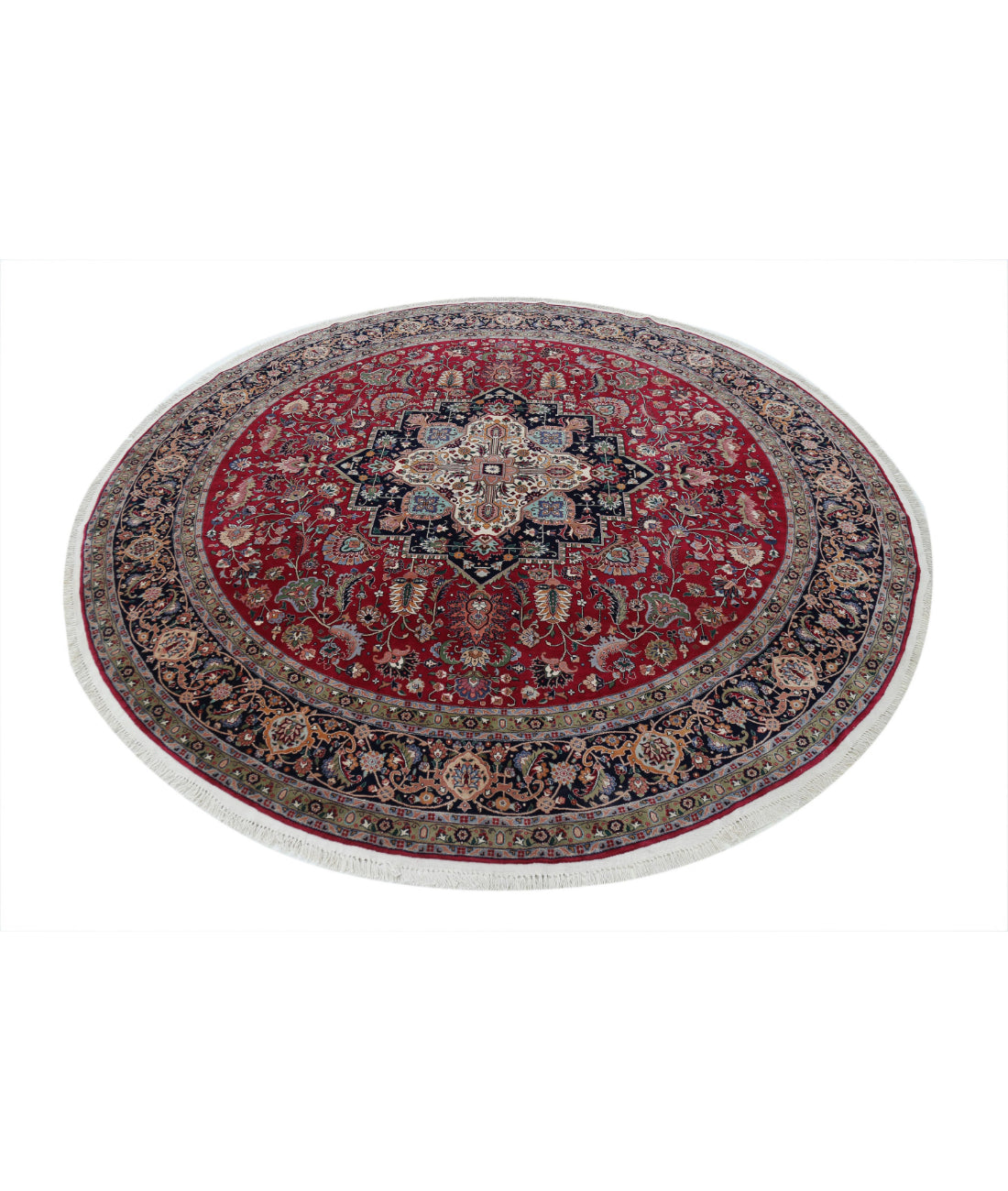 Hand Knotted Heritage Fine Persian Style Wool Rug - 8'0'' x 8'3'' 8'0'' x 8'3'' (240 X 248) / Pink / Blue