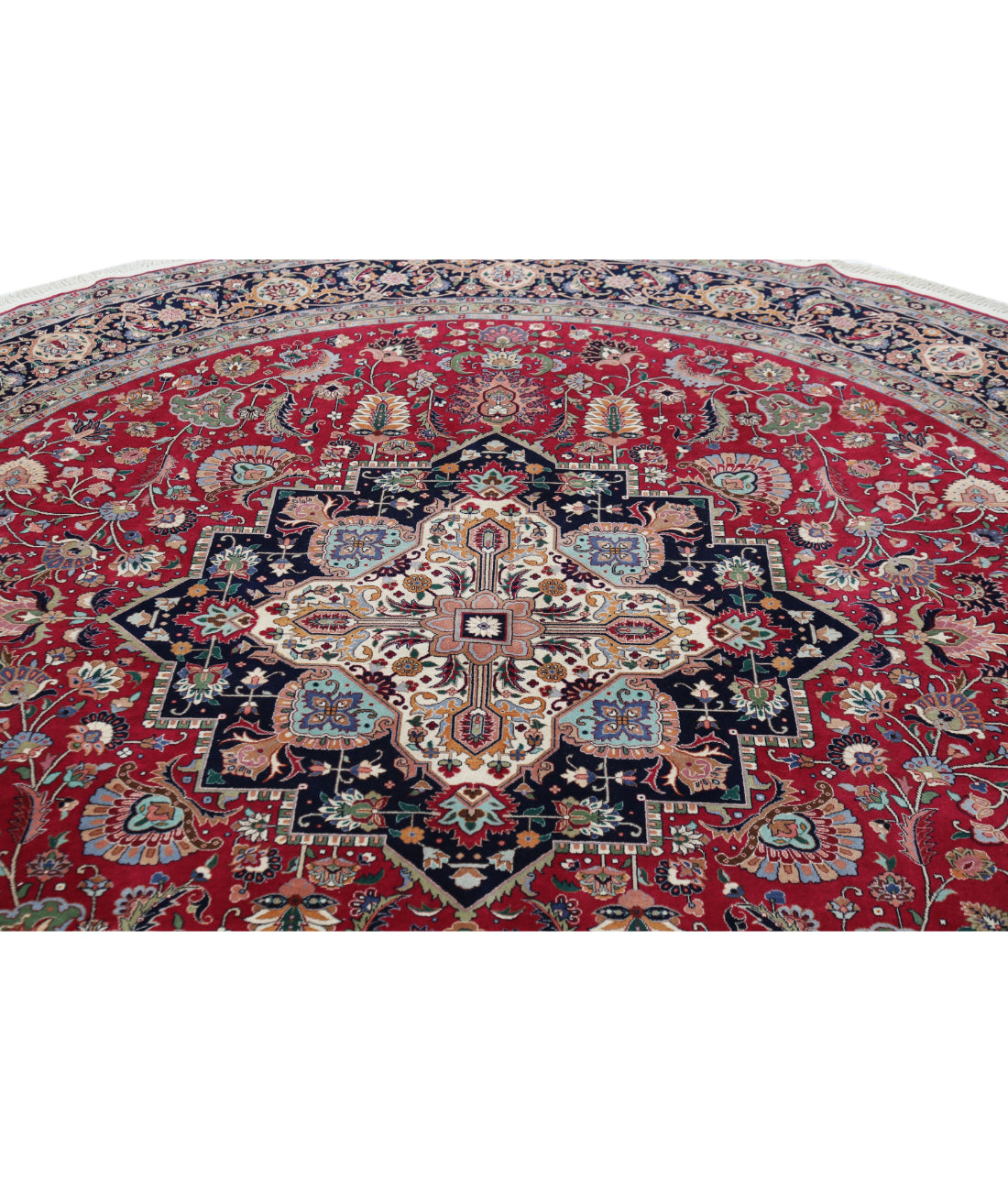 Hand Knotted Heritage Fine Persian Style Wool Rug - 8'0'' x 8'3'' 8'0'' x 8'3'' (240 X 248) / Pink / Blue