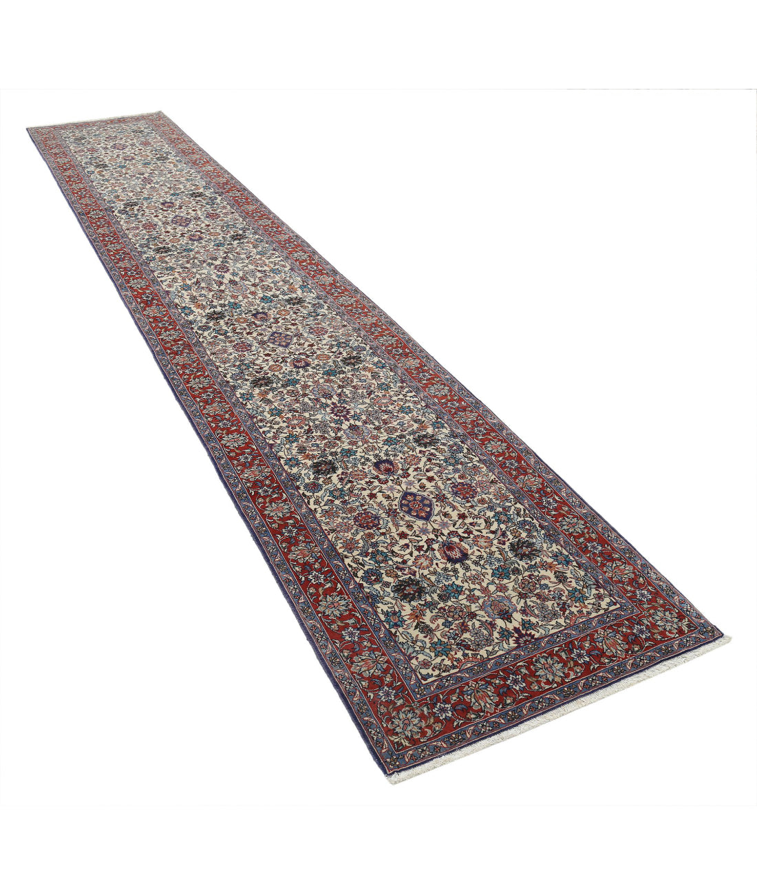 Hand Knotted Heritage Fine Persian Style Wool Rug - 2'8'' x 14'3'' 2'8'' x 14'3'' (80 X 428) / Ivory / Red