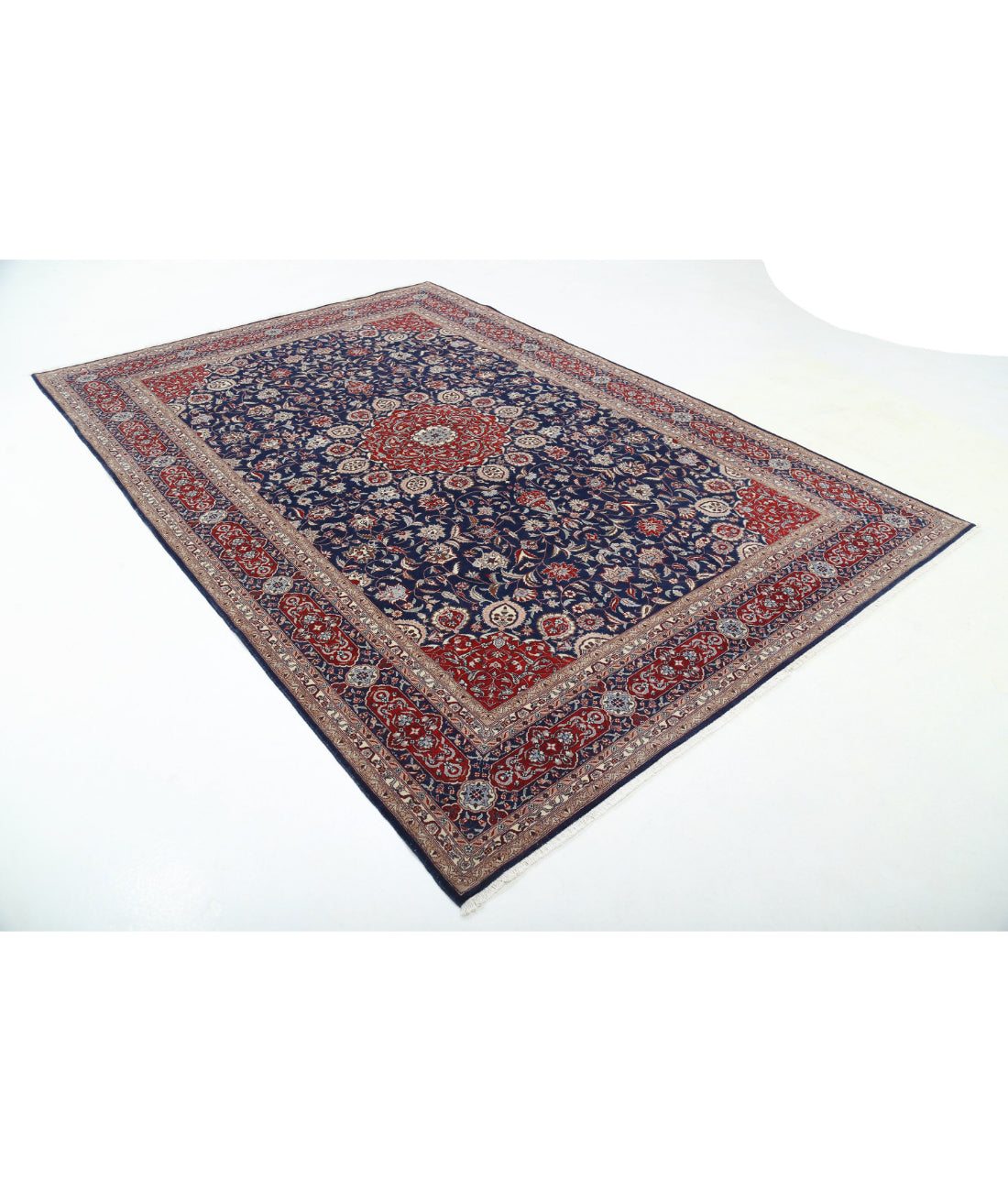 Hand Knotted Heritage Fine Persian Style Wool Rug - 6'8'' x 9'10'' 6'8'' x 9'10'' (200 X 295) / Blue / Red