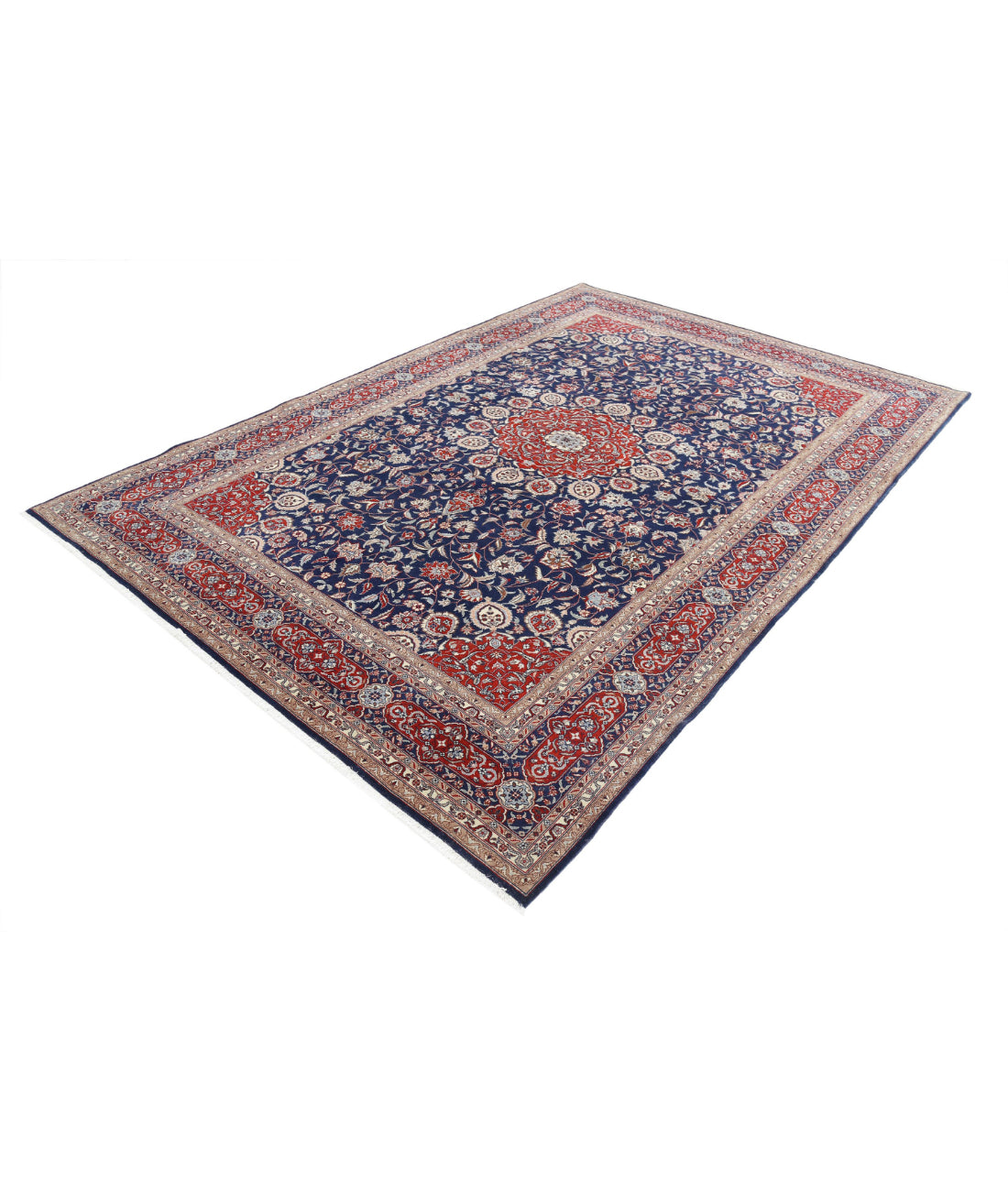 Hand Knotted Heritage Fine Persian Style Wool Rug - 6'8'' x 9'10'' 6'8'' x 9'10'' (200 X 295) / Blue / Red