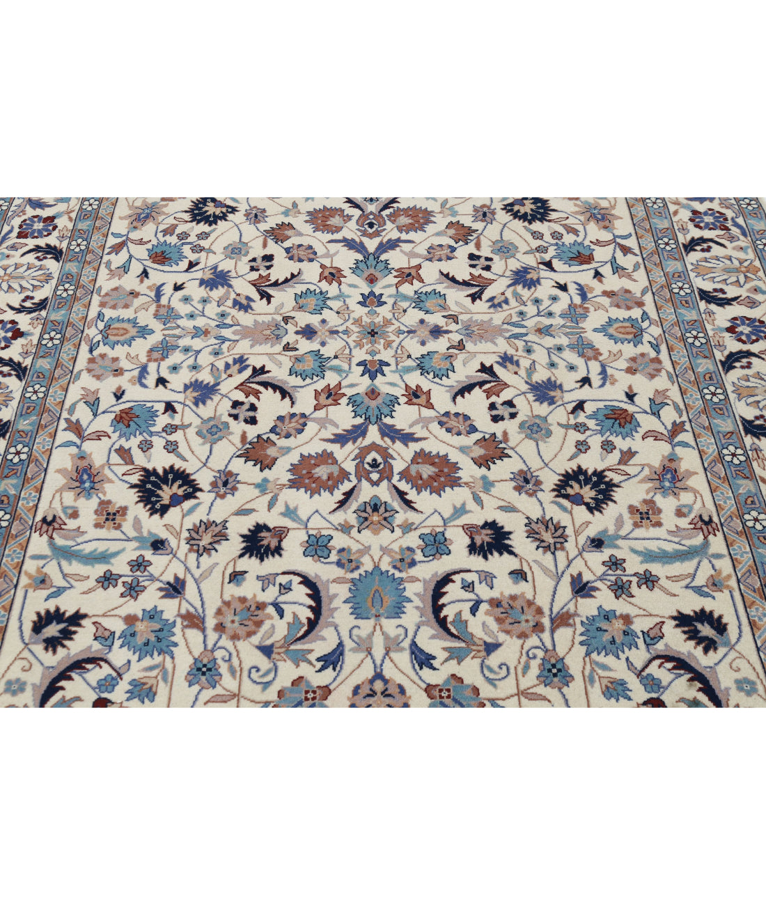 Hand Knotted Heritage Fine Persian Style Wool Rug - 5'0'' x 8'0'' 5'0'' x 8'0'' (150 X 240) / Ivory / Blue
