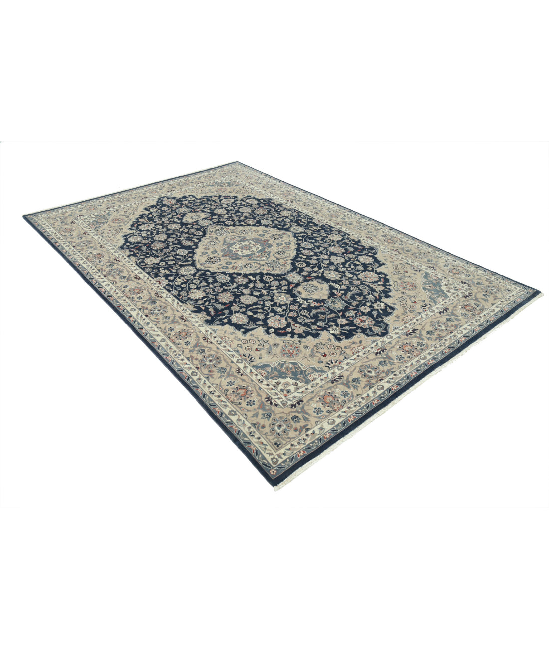 Hand Knotted Heritage Fine Persian Style Wool Rug - 5'11'' x 8'10'' 5'11'' x 8'10'' (178 X 265) / Blue / Taupe