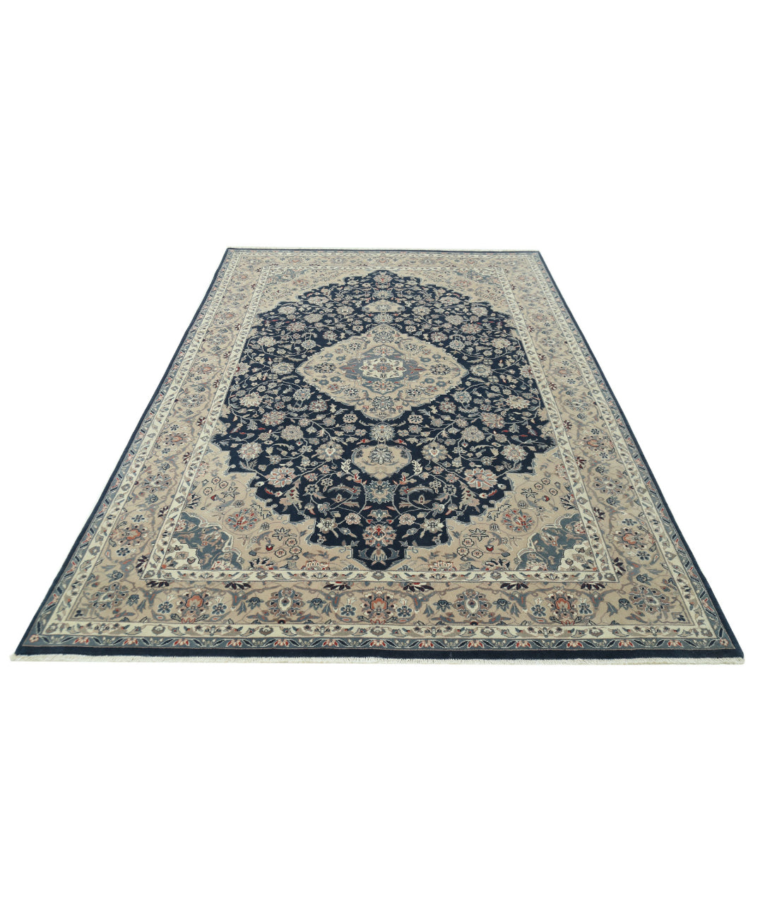 Hand Knotted Heritage Fine Persian Style Wool Rug - 5'11'' x 8'10'' 5'11'' x 8'10'' (178 X 265) / Blue / Taupe