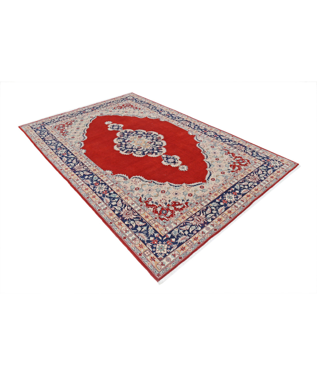 Hand Knotted Heritage Fine Persian Style Wool Rug - 6'0'' x 8'11'' 6'0'' x 8'11'' (180 X 268) / Red / Blue