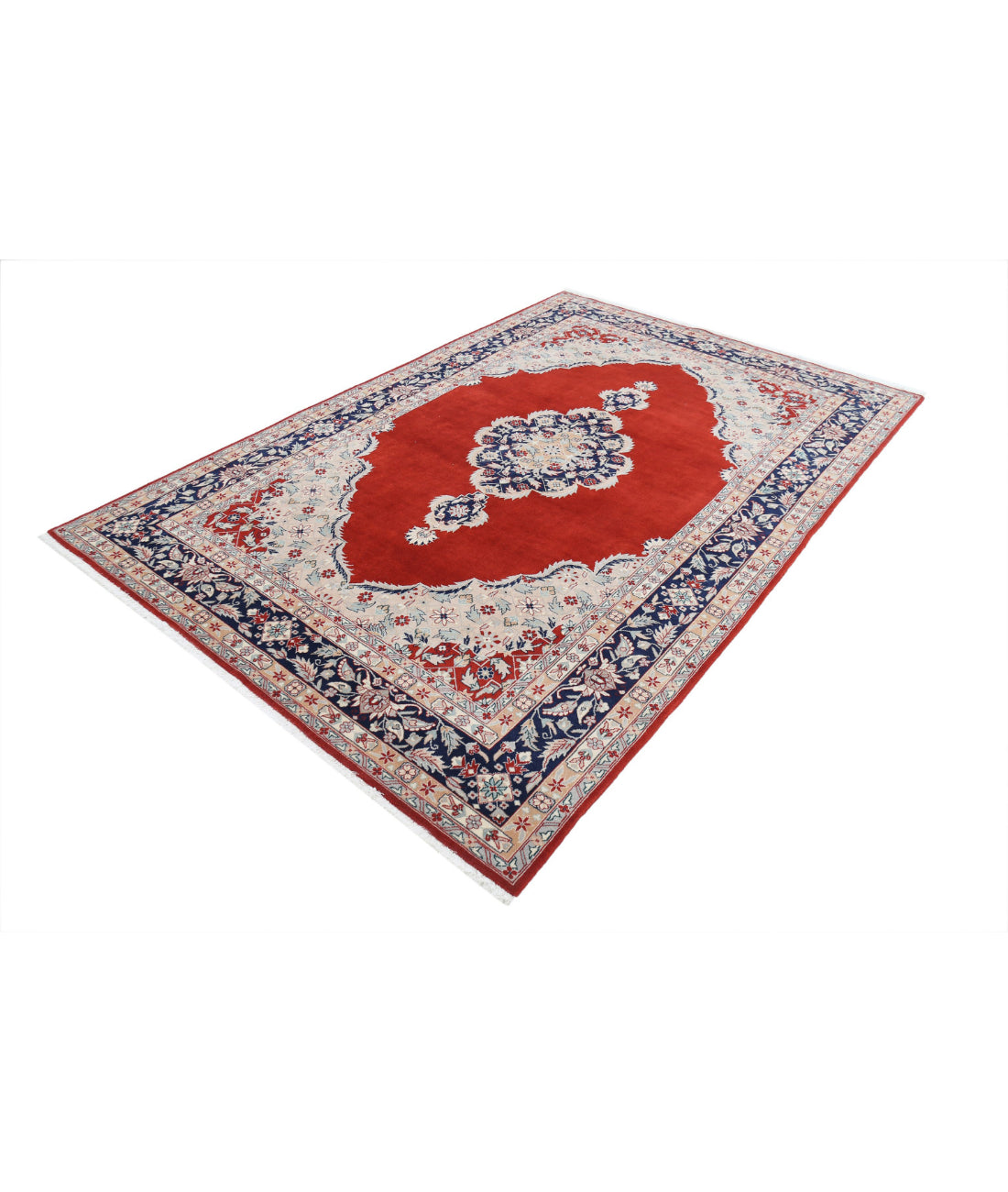 Hand Knotted Heritage Fine Persian Style Wool Rug - 6'0'' x 8'11'' 6'0'' x 8'11'' (180 X 268) / Red / Blue