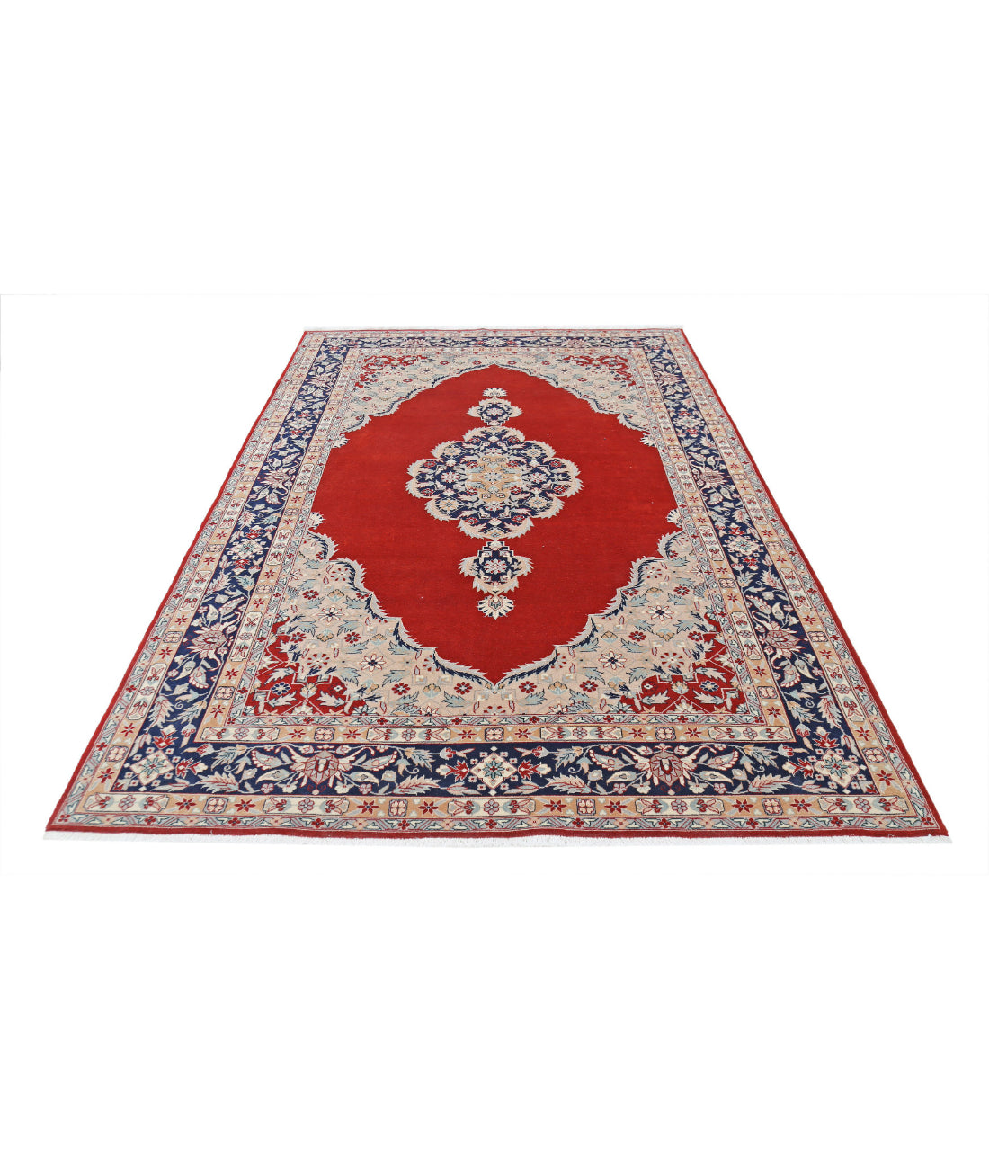 Hand Knotted Heritage Fine Persian Style Wool Rug - 6'0'' x 8'11'' 6'0'' x 8'11'' (180 X 268) / Red / Blue