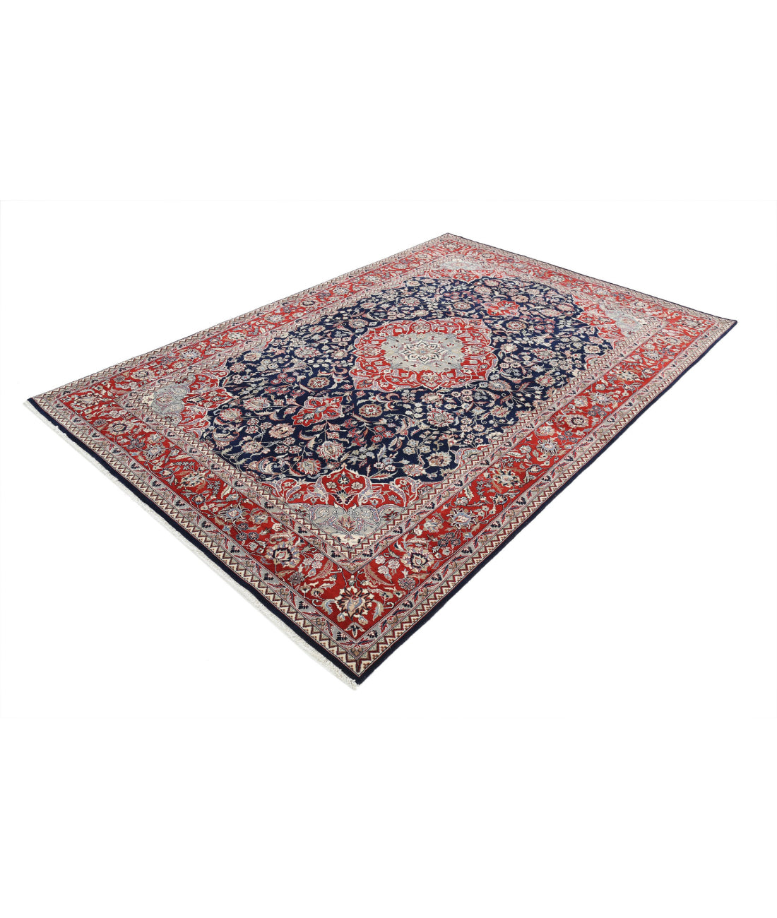 Hand Knotted Heritage Fine Persian Style Wool Rug - 6'0'' x 9'0'' 6'0'' x 9'0'' (180 X 270) / Blue / Red