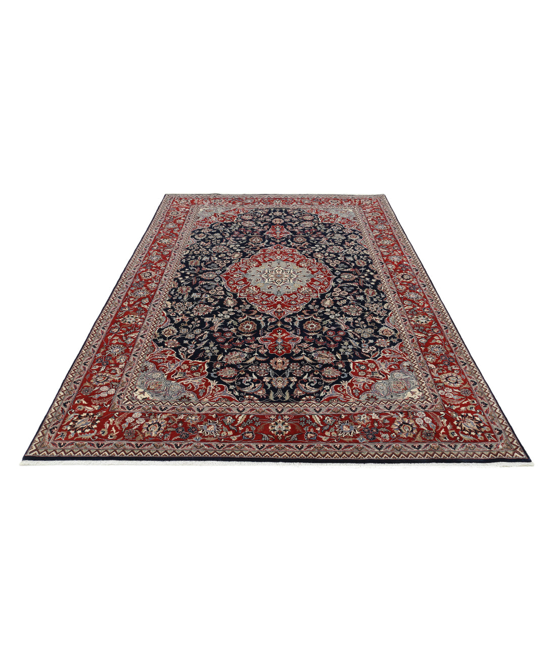 Hand Knotted Heritage Fine Persian Style Wool Rug - 6'0'' x 9'0'' 6'0'' x 9'0'' (180 X 270) / Blue / Red