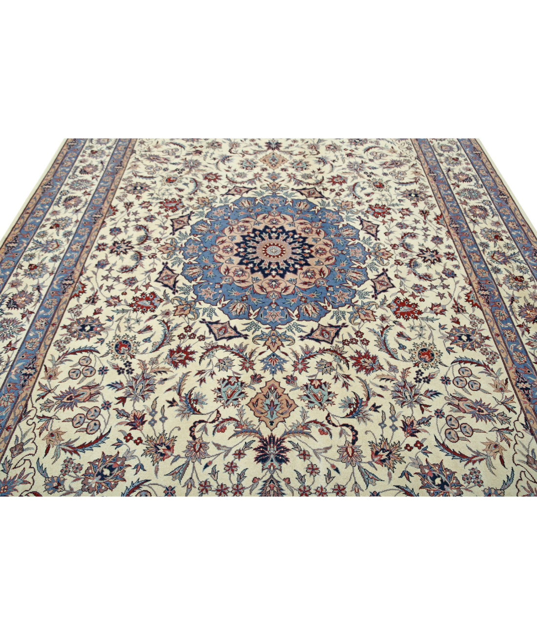 Hand Knotted Heritage Fine Persian Style Wool Rug - 8'1'' x 11'5'' 8'1'' x 11'5'' (243 X 343) / Ivory / Blue