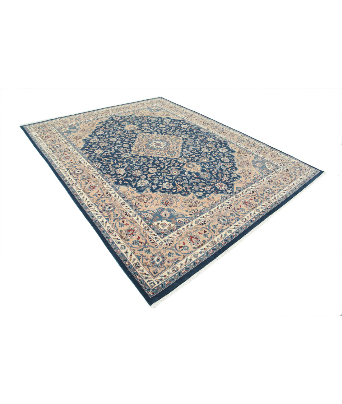 Hand Knotted Heritage Fine Persian Style Wool Rug - 8'0'' x 10'1'' 8'0'' x 10'1'' (240 X 303) / Blue / Taupe