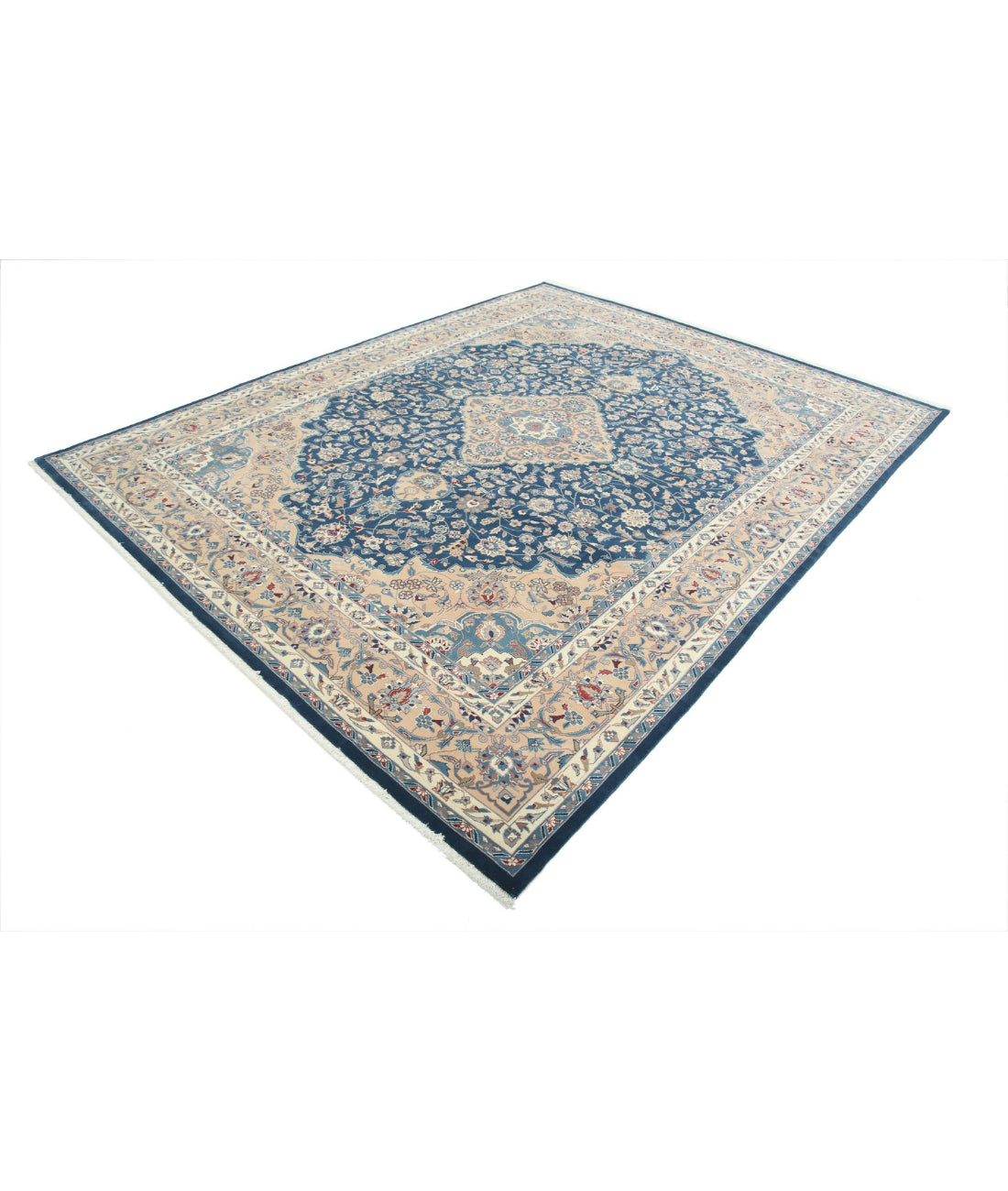 Hand Knotted Heritage Fine Persian Style Wool Rug - 8'0'' x 10'1'' 8'0'' x 10'1'' (240 X 303) / Blue / Taupe