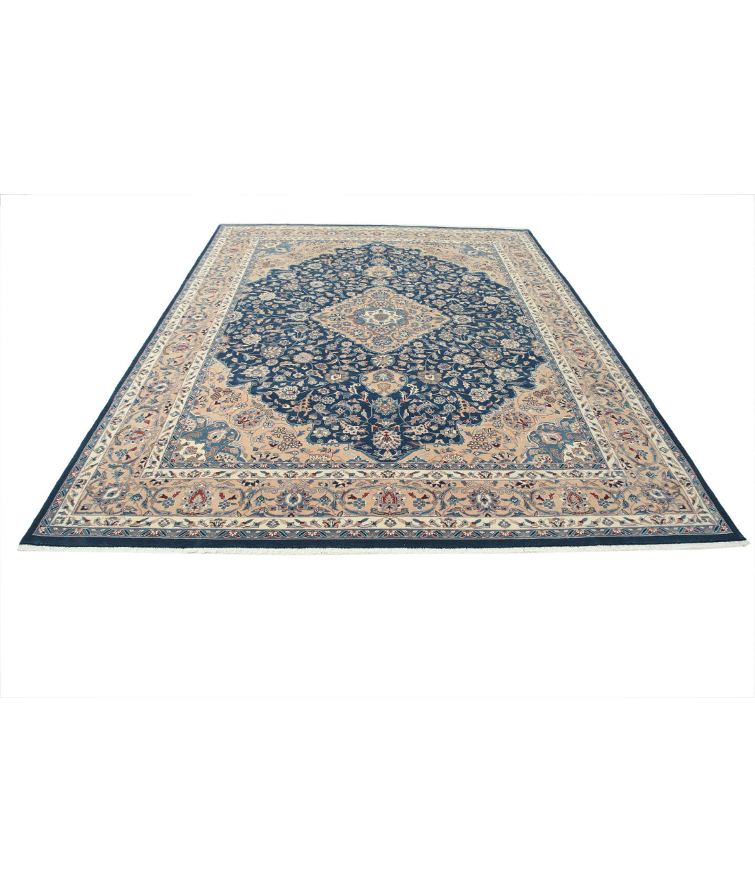 Hand Knotted Heritage Fine Persian Style Wool Rug - 8'0'' x 10'1'' 8'0'' x 10'1'' (240 X 303) / Blue / Taupe
