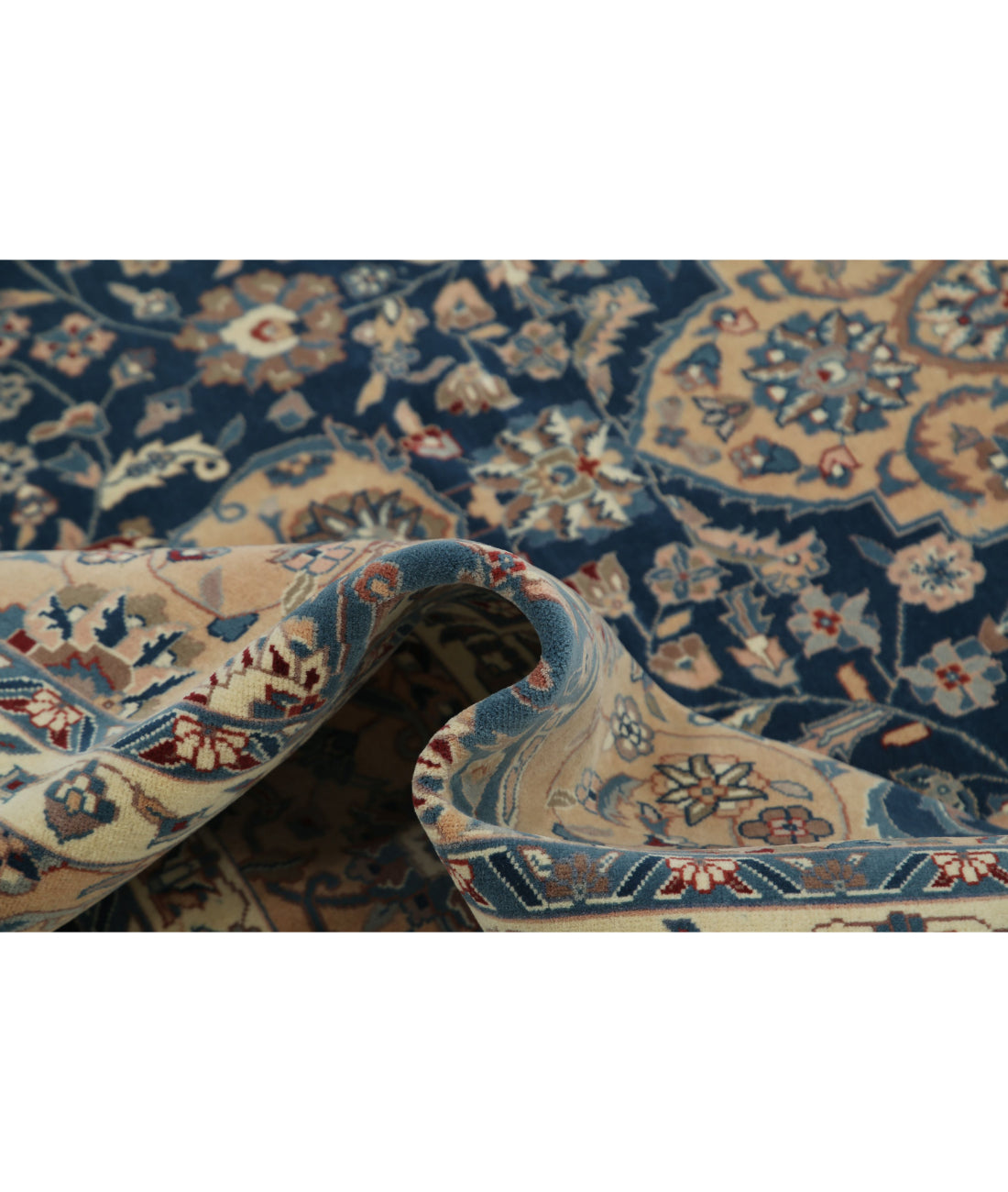 Hand Knotted Heritage Fine Persian Style Wool Rug - 8'0'' x 10'1'' 8'0'' x 10'1'' (240 X 303) / Blue / Taupe