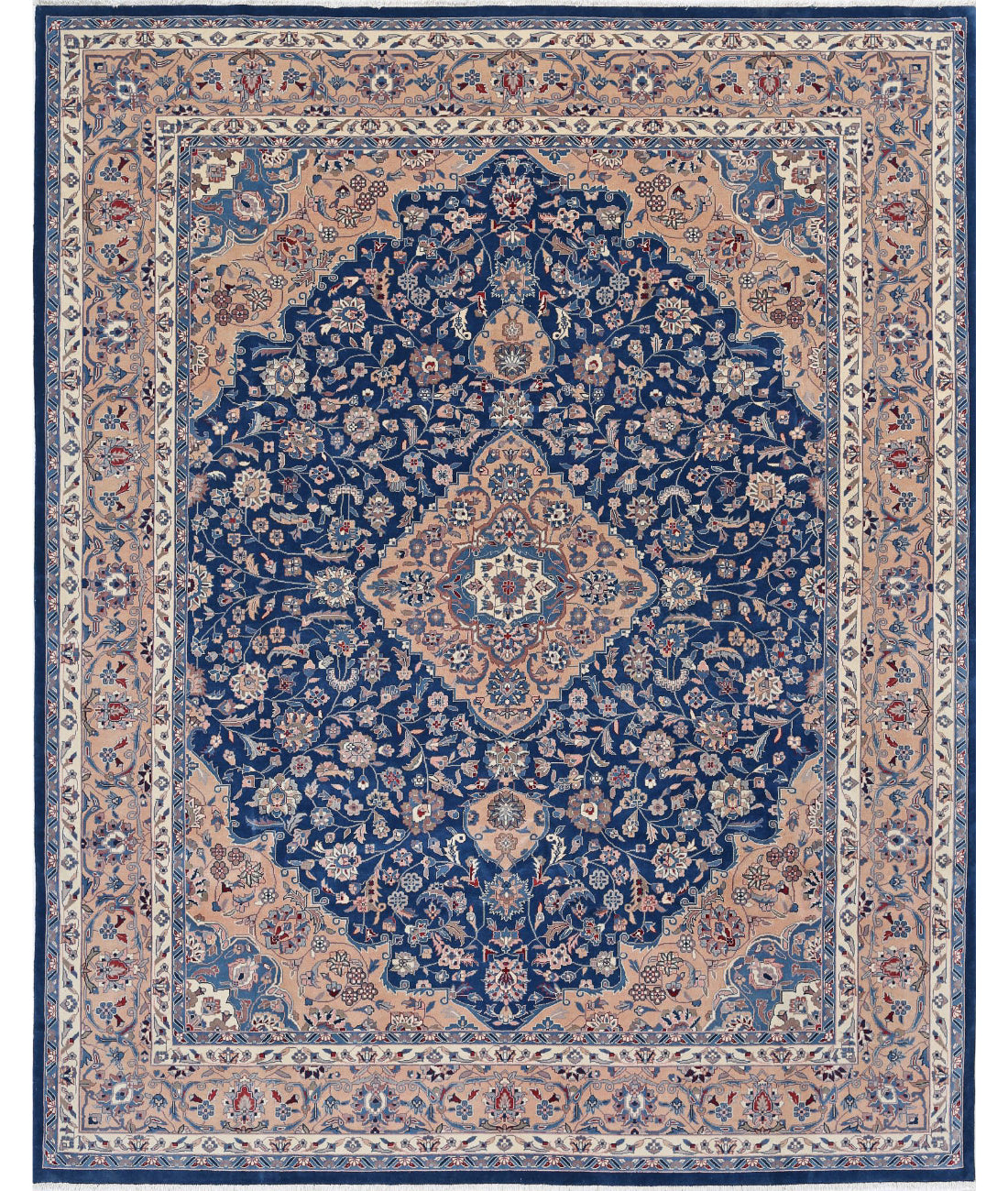 Hand Knotted Heritage Fine Persian Style Wool Rug - 8&#39;0&#39;&#39; x 10&#39;1&#39;&#39; 8&#39;0&#39;&#39; x 10&#39;1&#39;&#39; (240 X 303) / Blue / Taupe