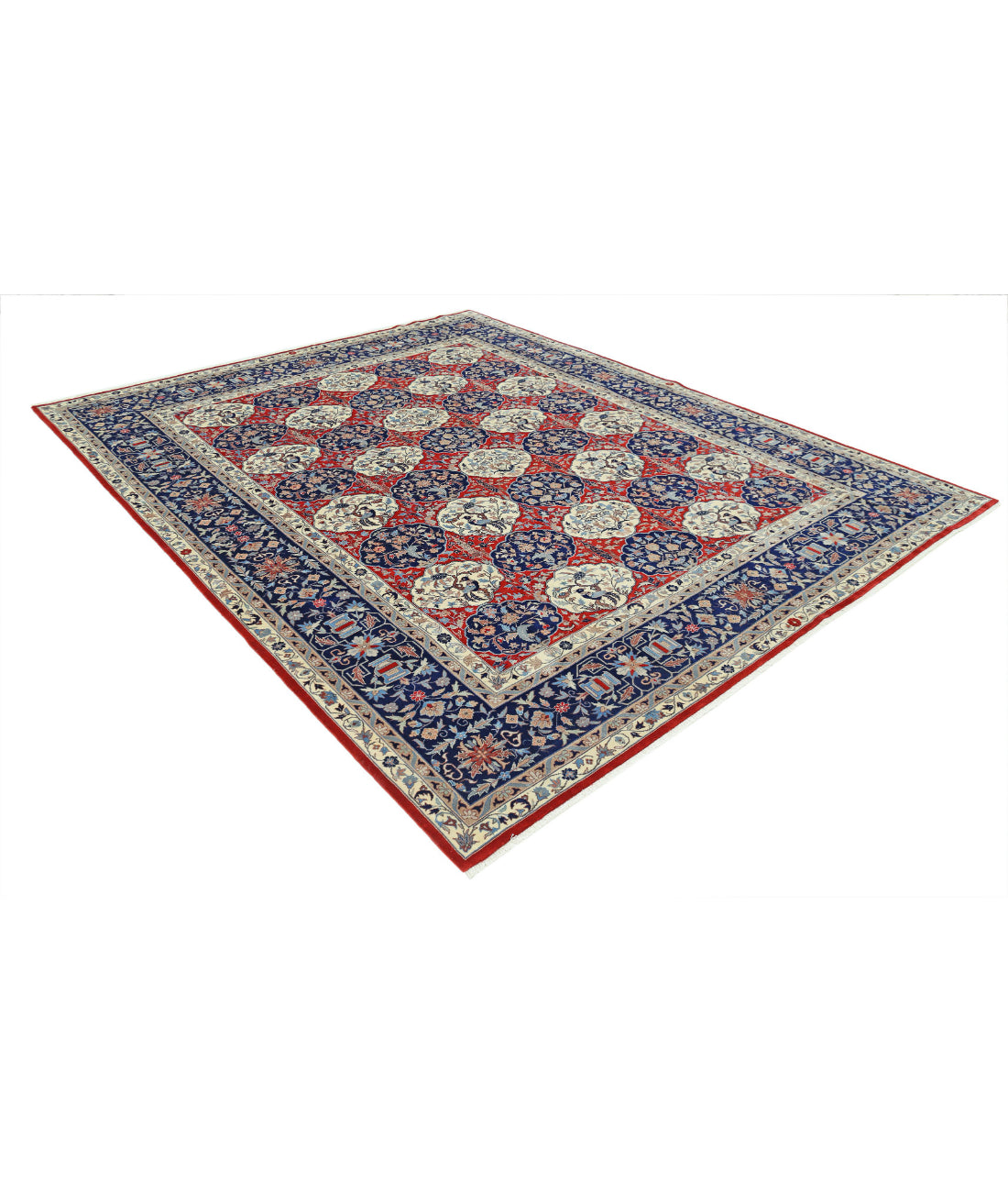Hand Knotted Heritage Fine Persian Style Wool Rug - 8'1'' x 10'0'' 8'1'' x 10'0'' (243 X 300) / Red / Blue