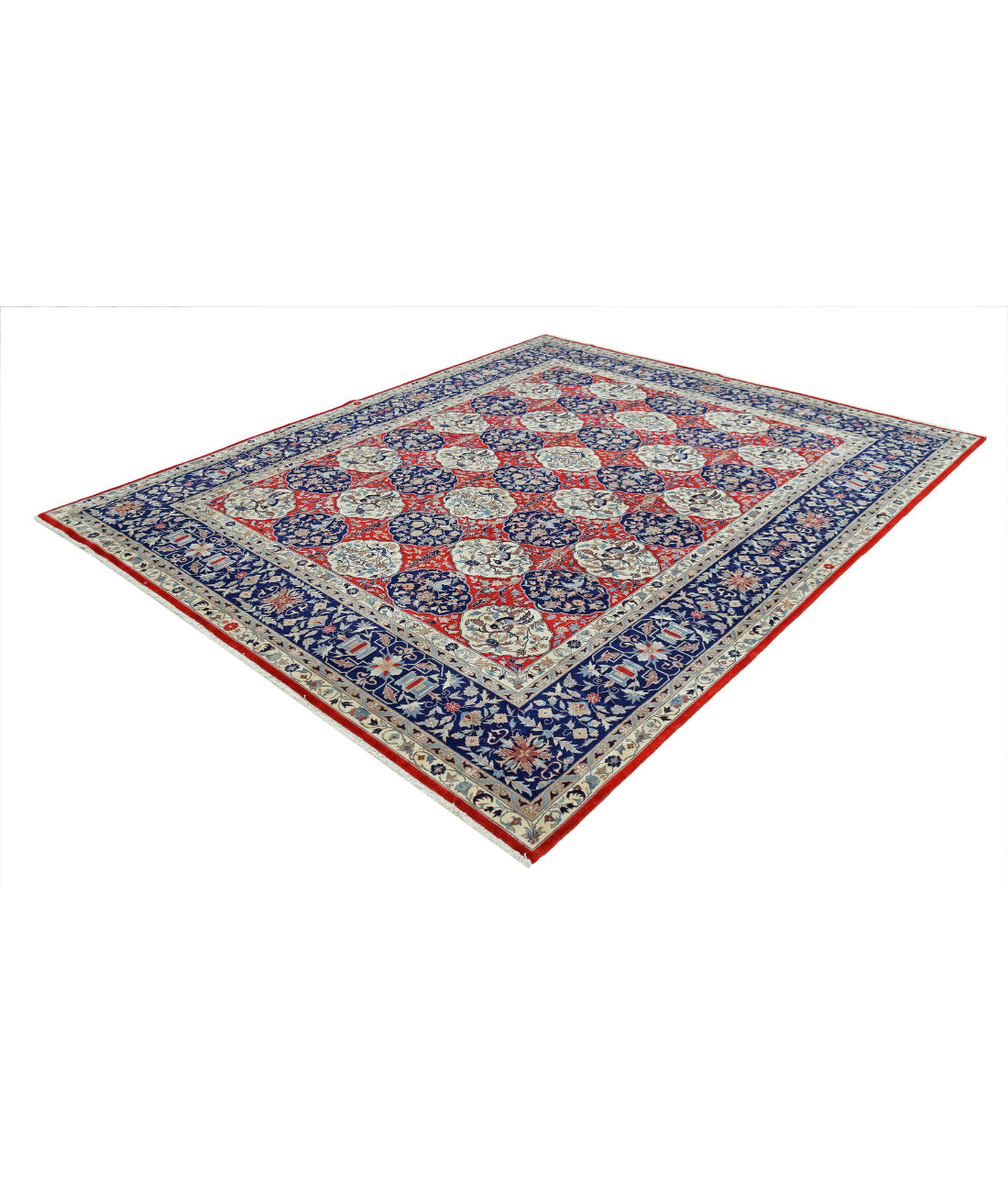 Hand Knotted Heritage Fine Persian Style Wool Rug - 8'1'' x 10'0'' 8'1'' x 10'0'' (243 X 300) / Red / Blue